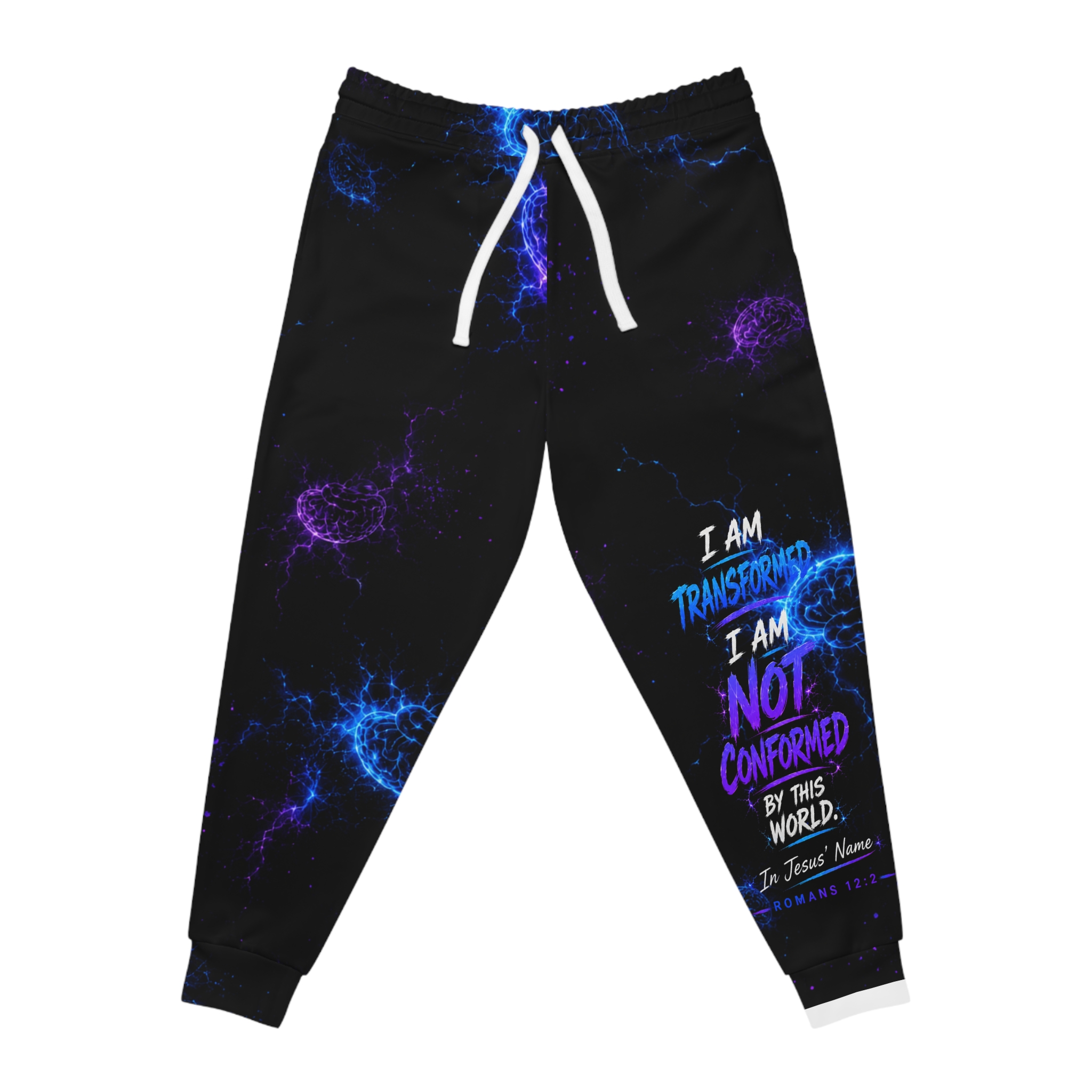 Transformative Quote Joggers — "I Am Transformed, I Am Not Conformed" Athletic Sweatpants