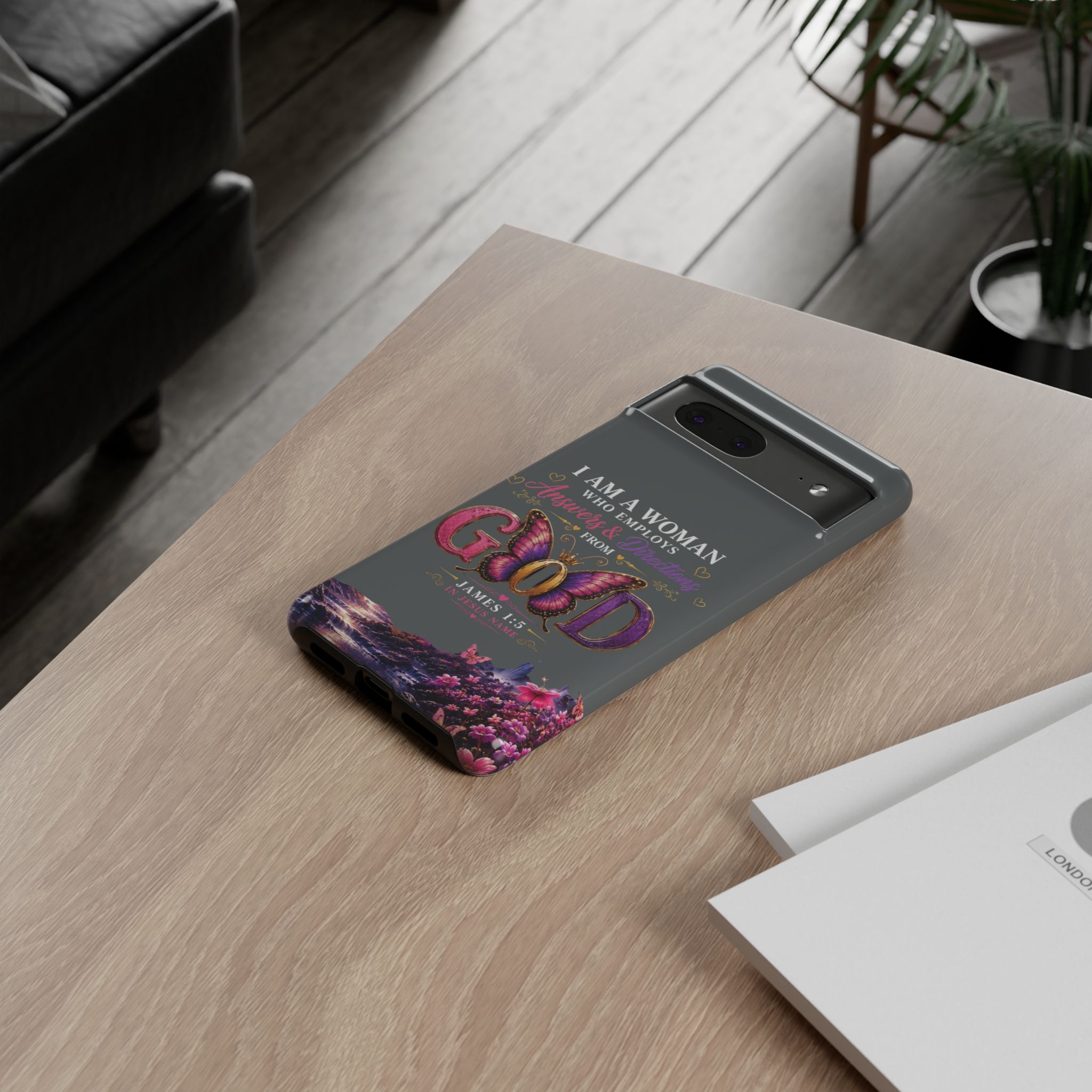 “I Am a Woman Who Employs Answers & Wisdom from God” Butterfly Design phone case - Image 78