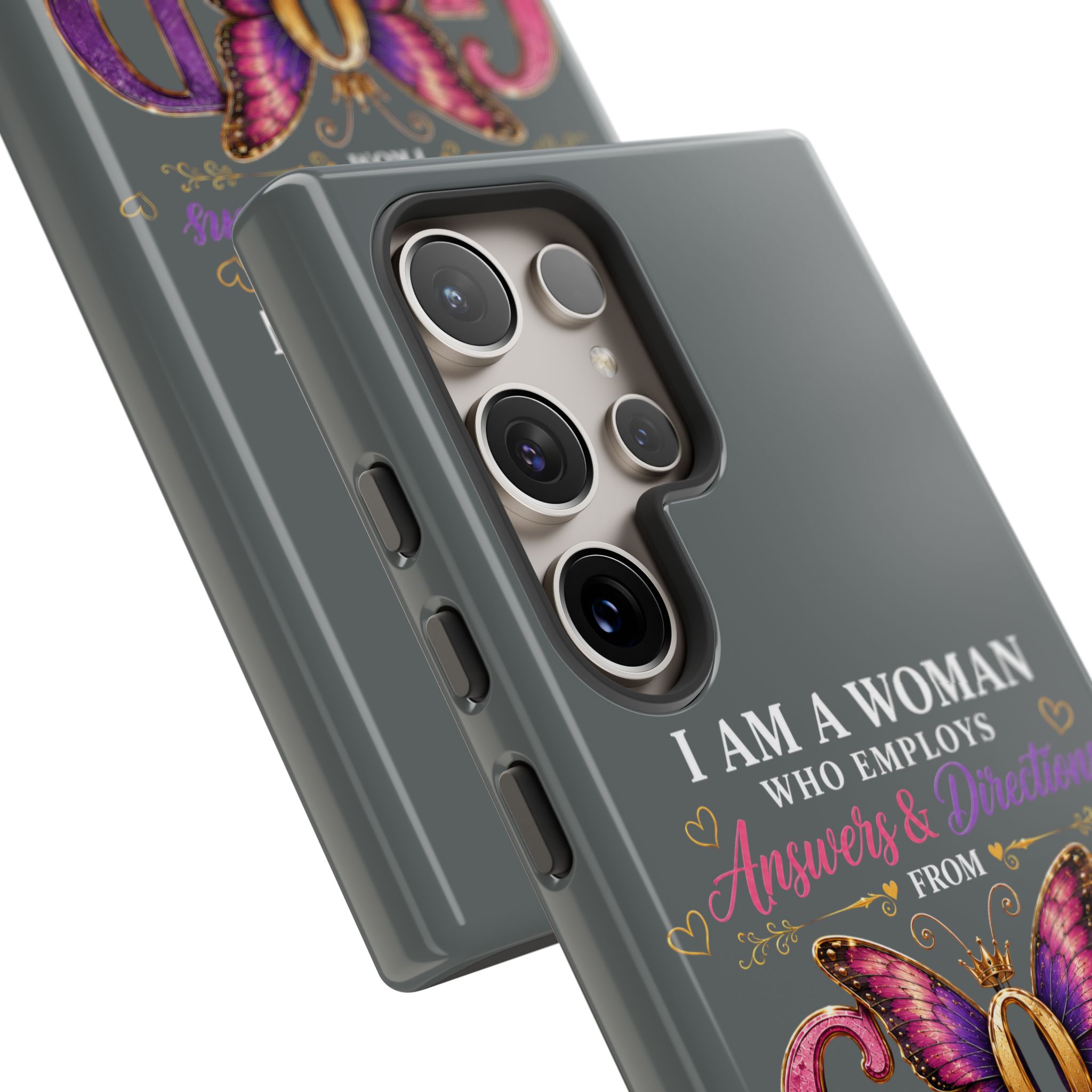 “I Am a Woman Who Employs Answers & Wisdom from God” Butterfly Design phone case - Image 104