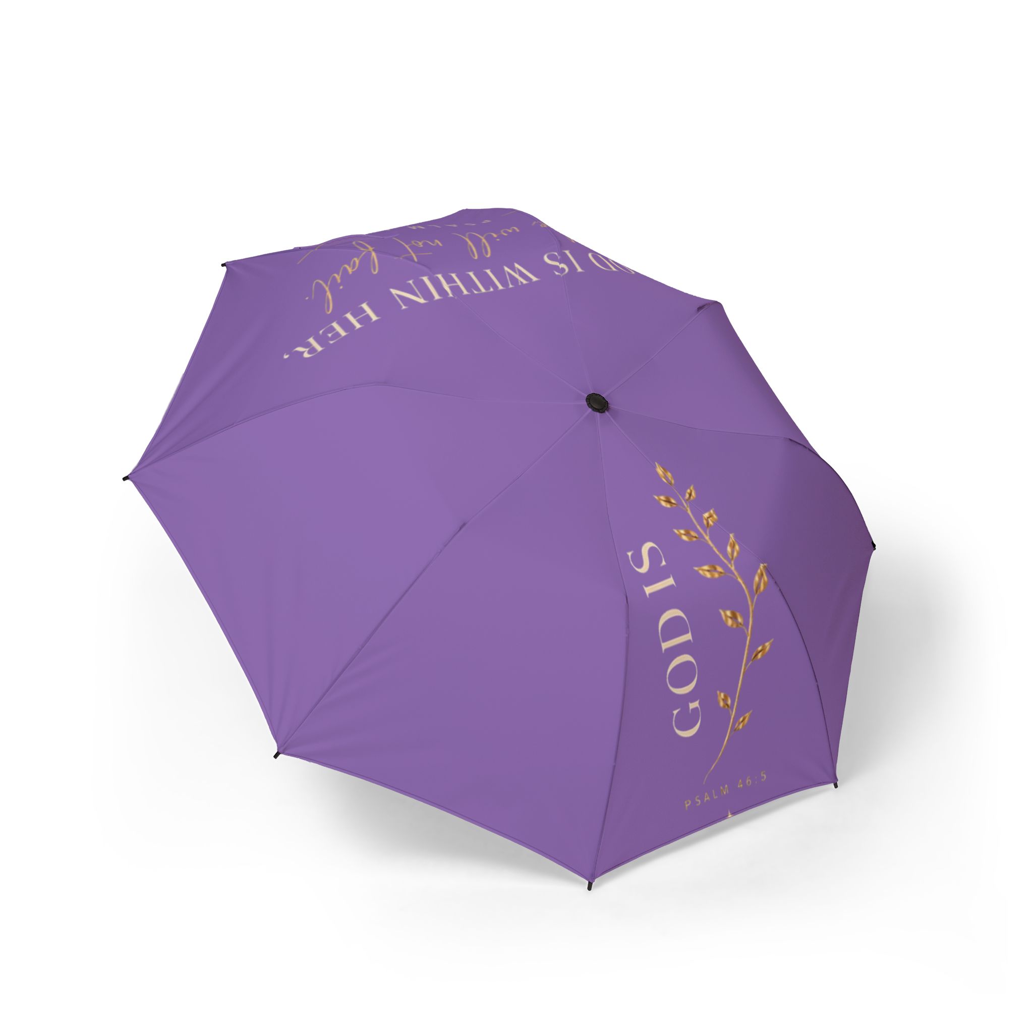 Umbrella — Purple Foldable Semi-Automatic 'God Is Within Her' Inspirational Umbrella