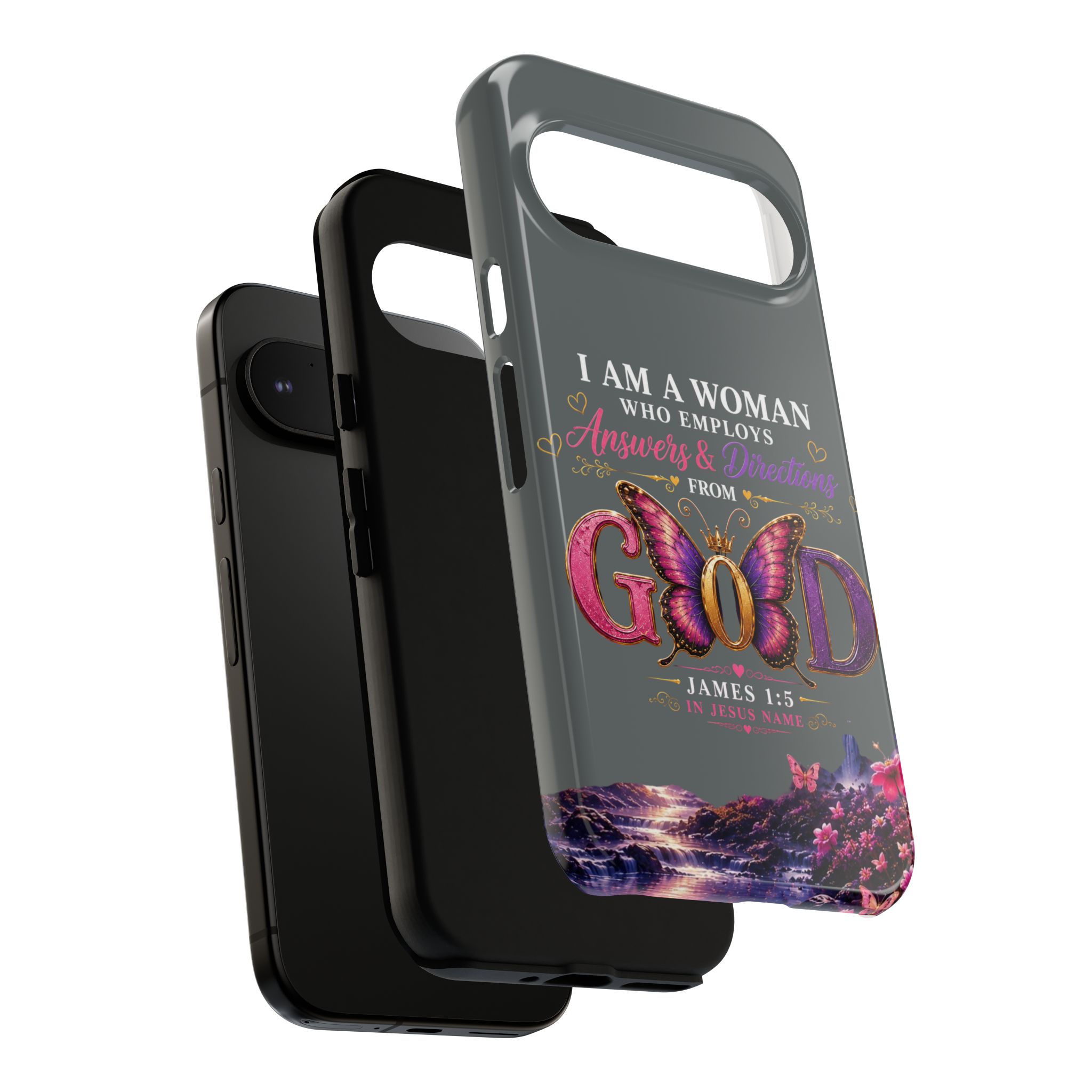 “I Am a Woman Who Employs Answers & Wisdom from God” Butterfly Design phone case - Image 132
