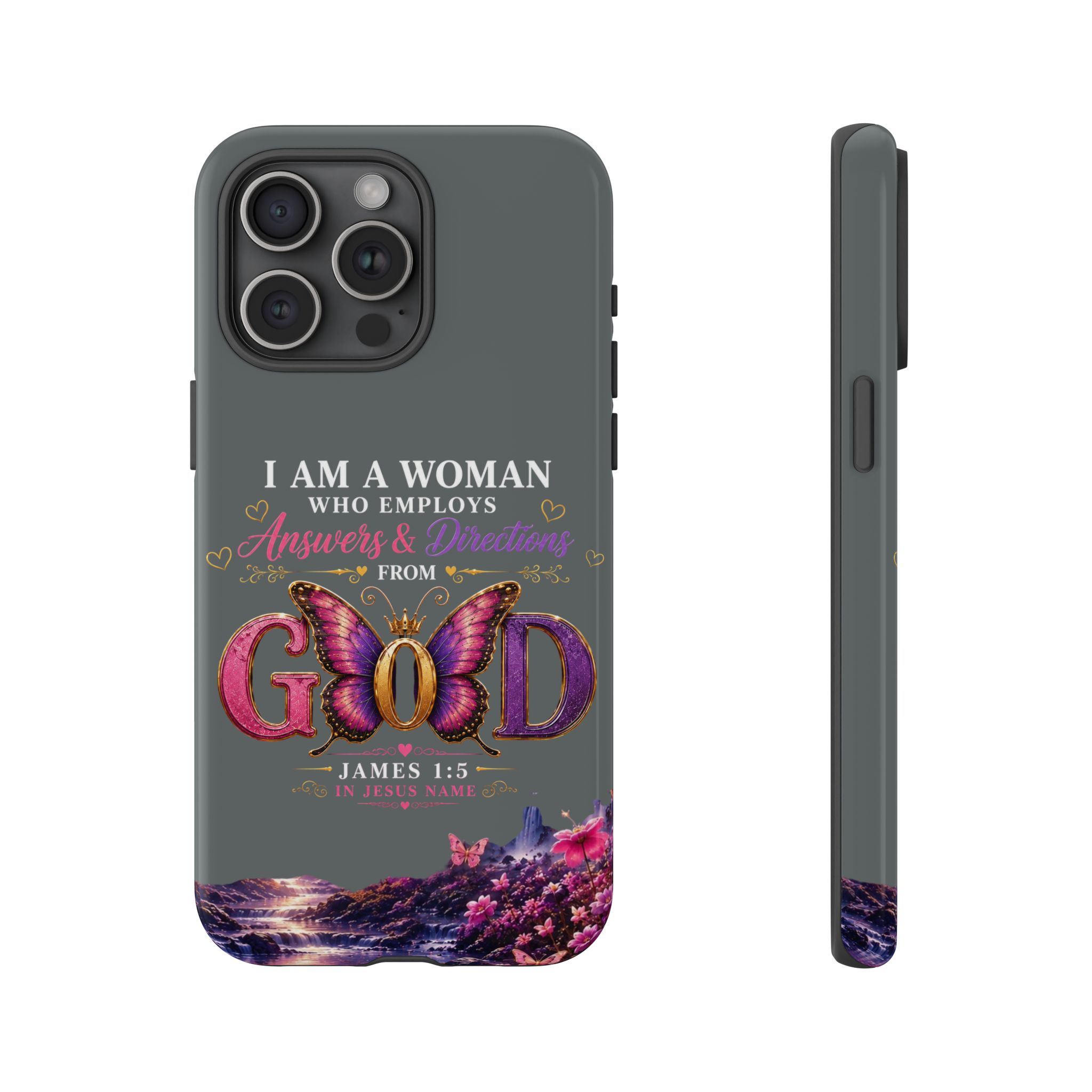 “I Am a Woman Who Employs Answers & Wisdom from God” Butterfly Design phone case - Image 92