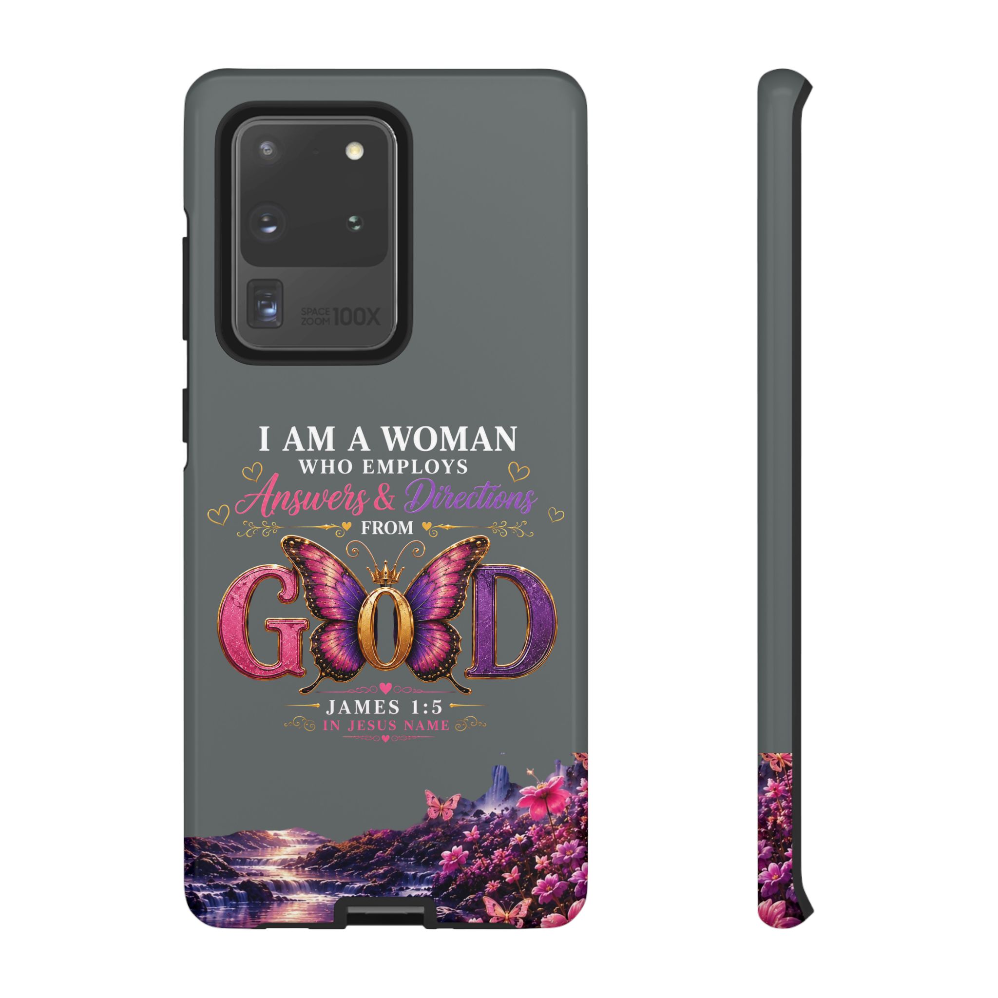 “I Am a Woman Who Employs Answers & Wisdom from God” Butterfly Design phone case - Image 15