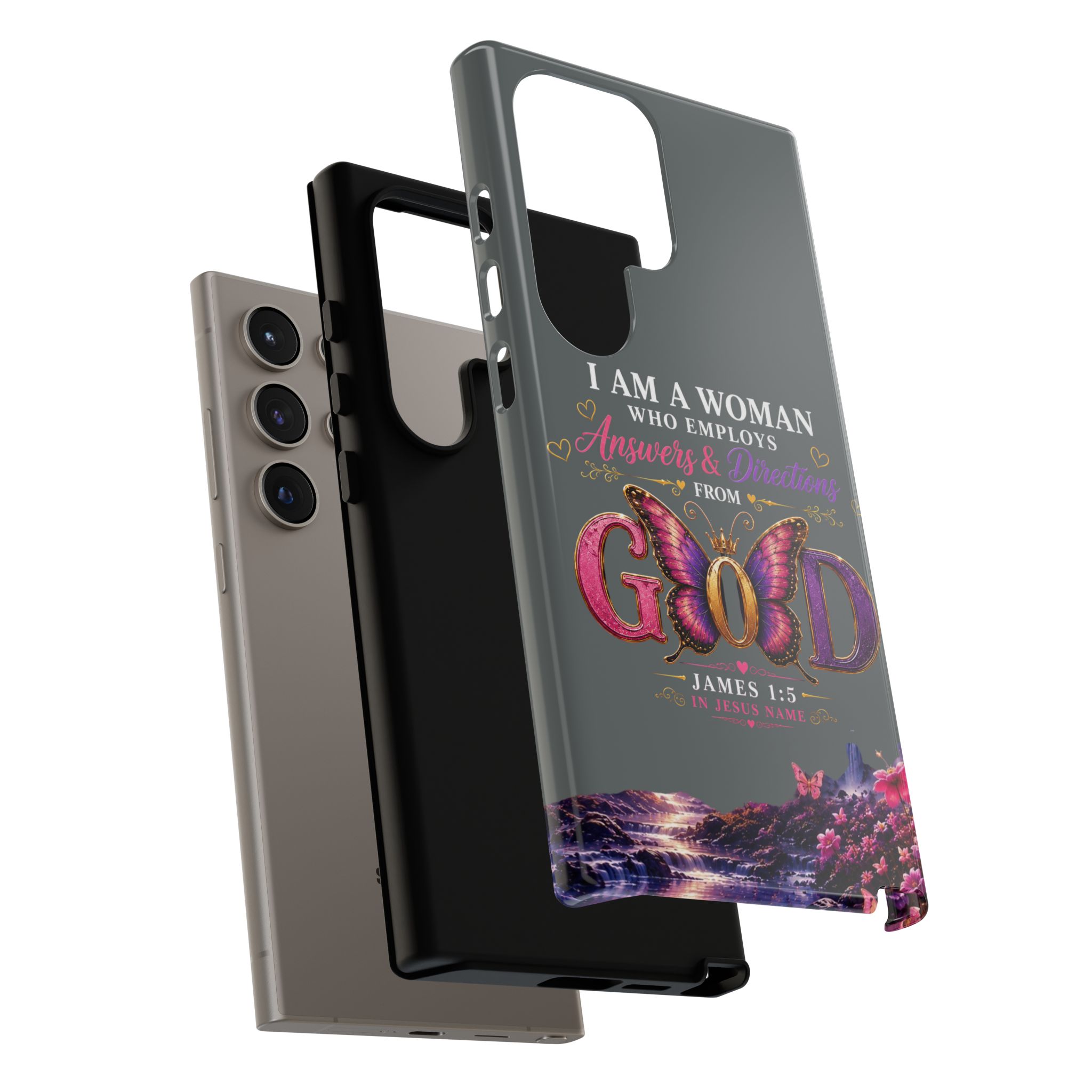 “I Am a Woman Who Employs Answers & Wisdom from God” Butterfly Design phone case - Image 106