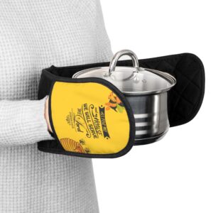 Sunshine Lemon Oven Mitts - Double Pot Holder for Kitchen, 'Home Sweet Home' Design