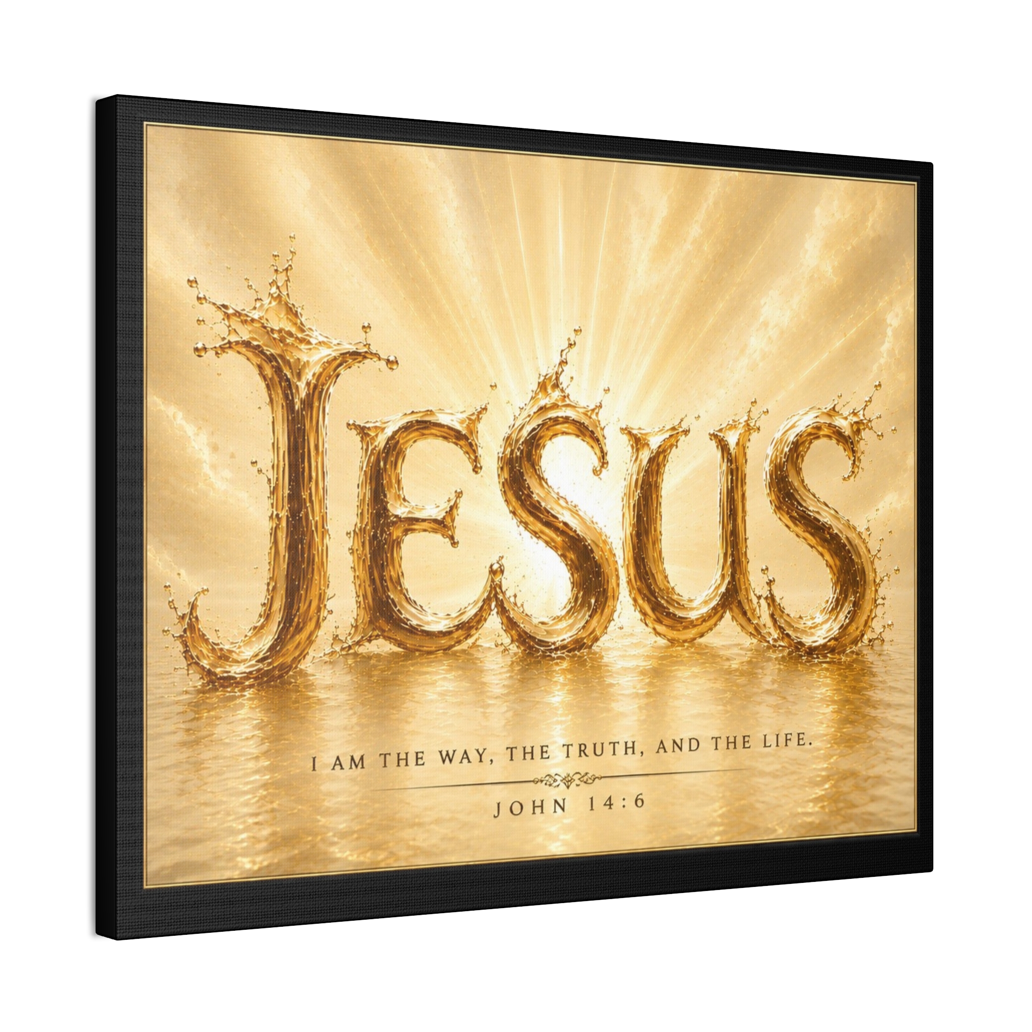 Jesus Water Gold Canvas Wall Art — John 14:6 Inspirational Christian Decor - Image 2