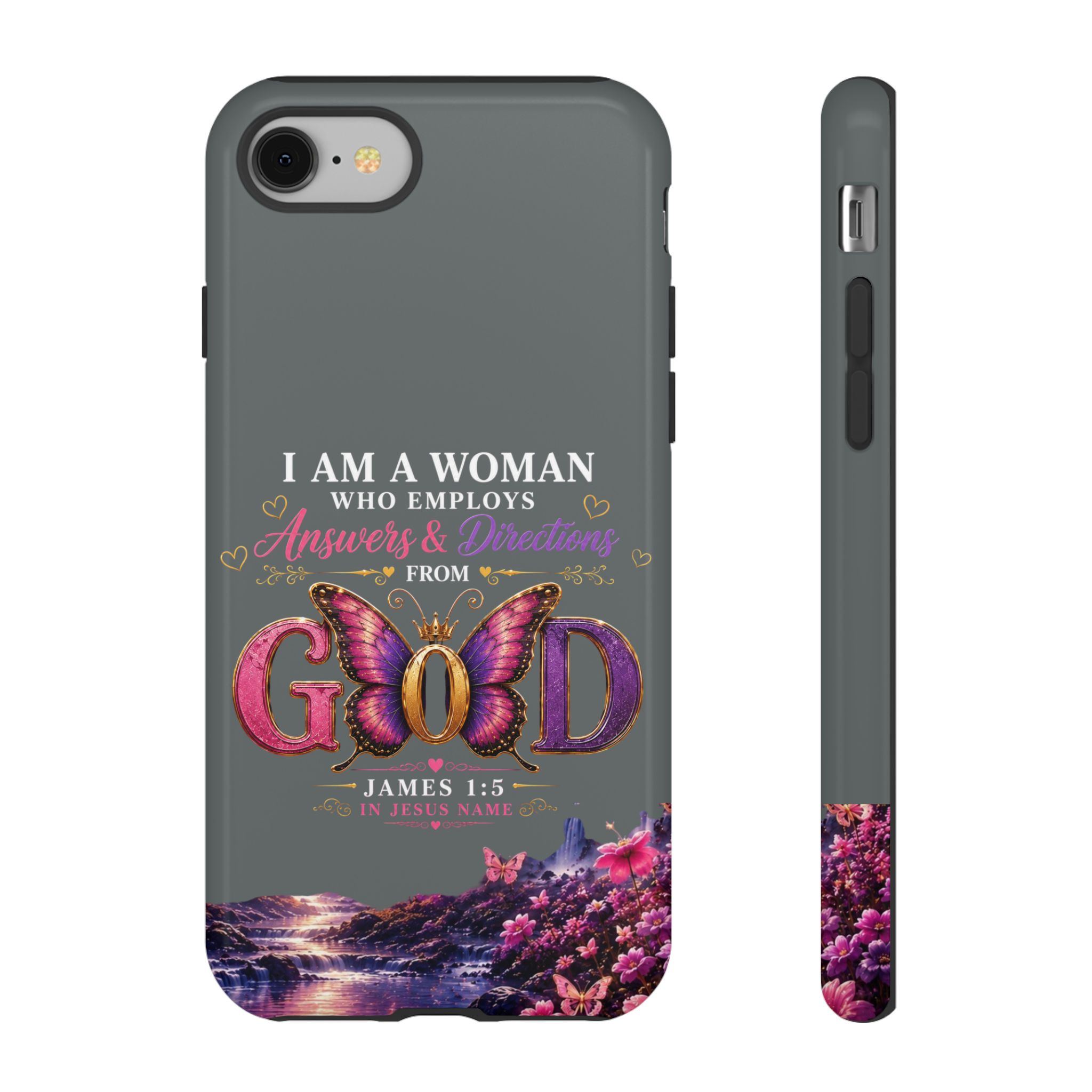 “I Am a Woman Who Employs Answers & Wisdom from God” Butterfly Design phone case - Image 5