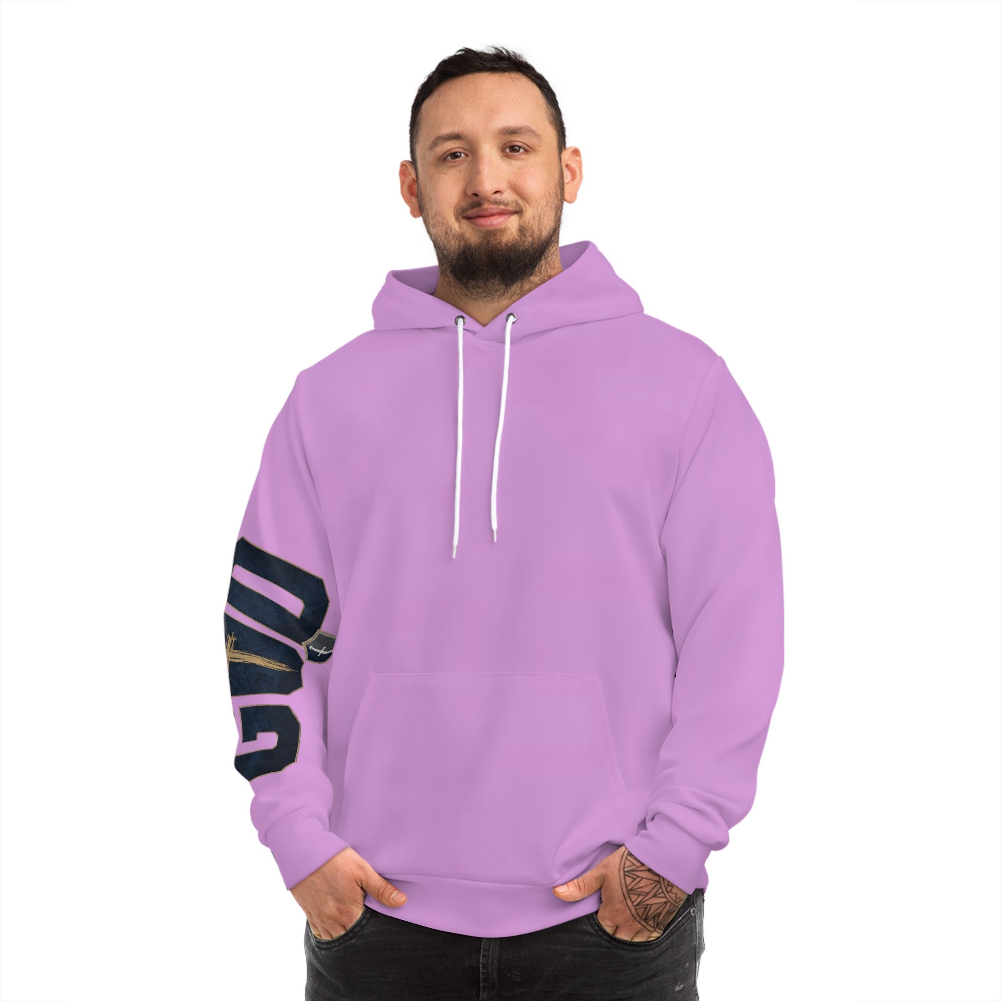 God Lilac Graphic Varsity Hoodie — Minimal Letter “O” Sleeve Pullover - Image 4