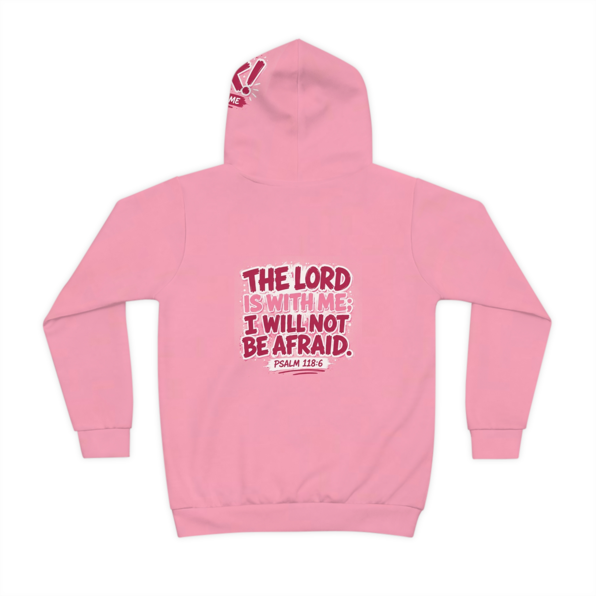 Kids Hoodie — "God's Got Me" Pink Faith Hoodie with Psalm 118:6 Back Design - Image 2
