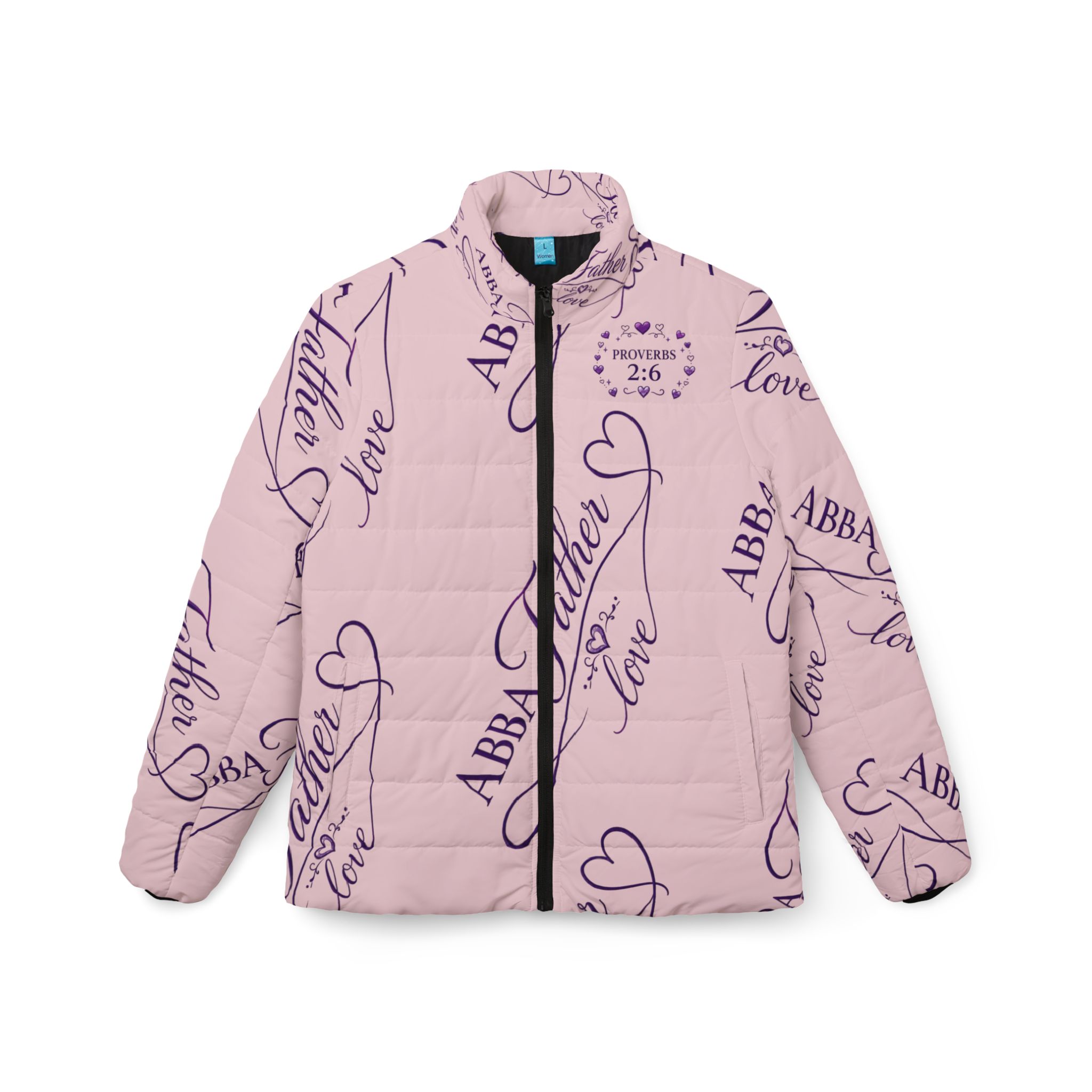 Pink ABBA Father Women’s Puffer Jacket — ’ Heart Design