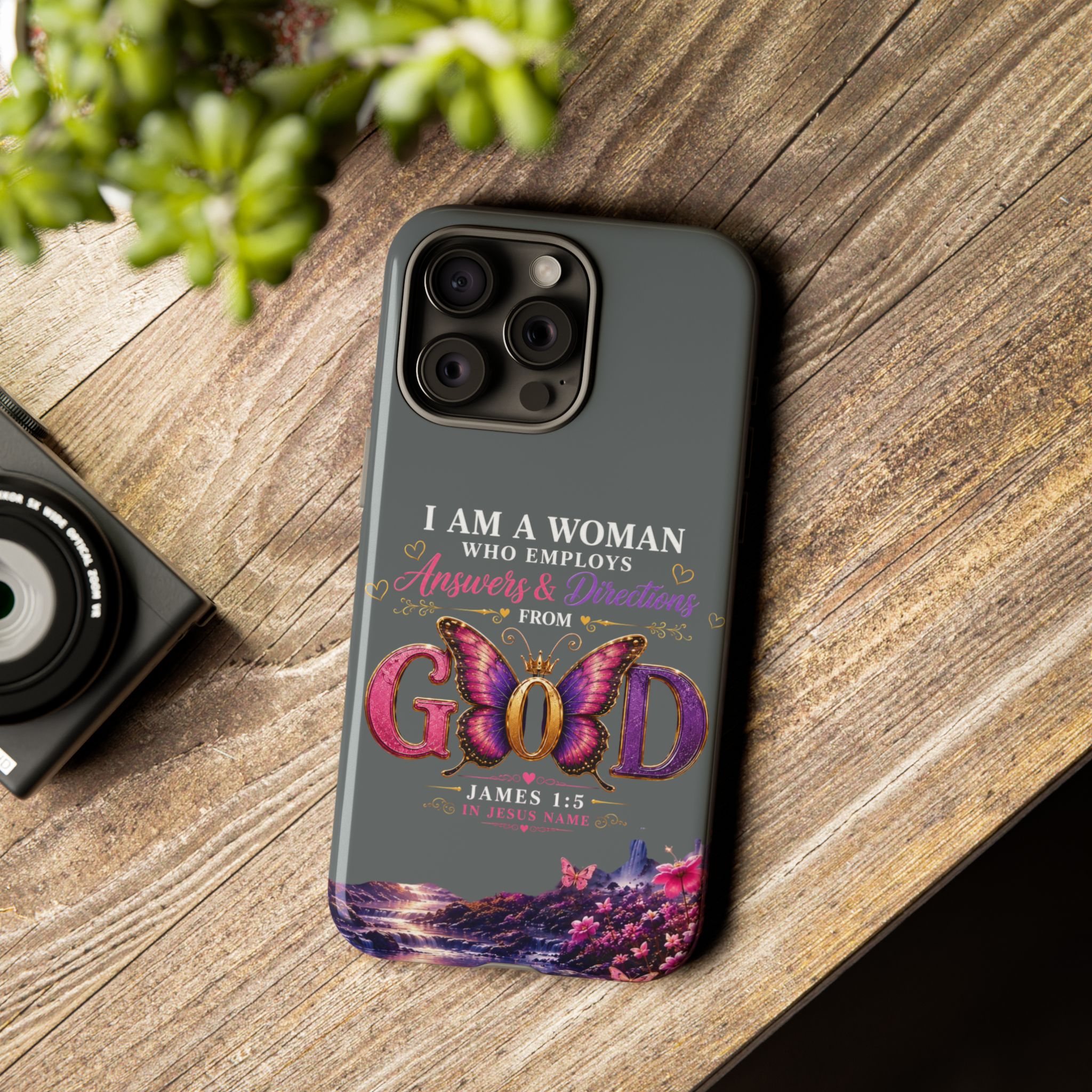 “I Am a Woman Who Employs Answers & Wisdom from God” Butterfly Design phone case - Image 94