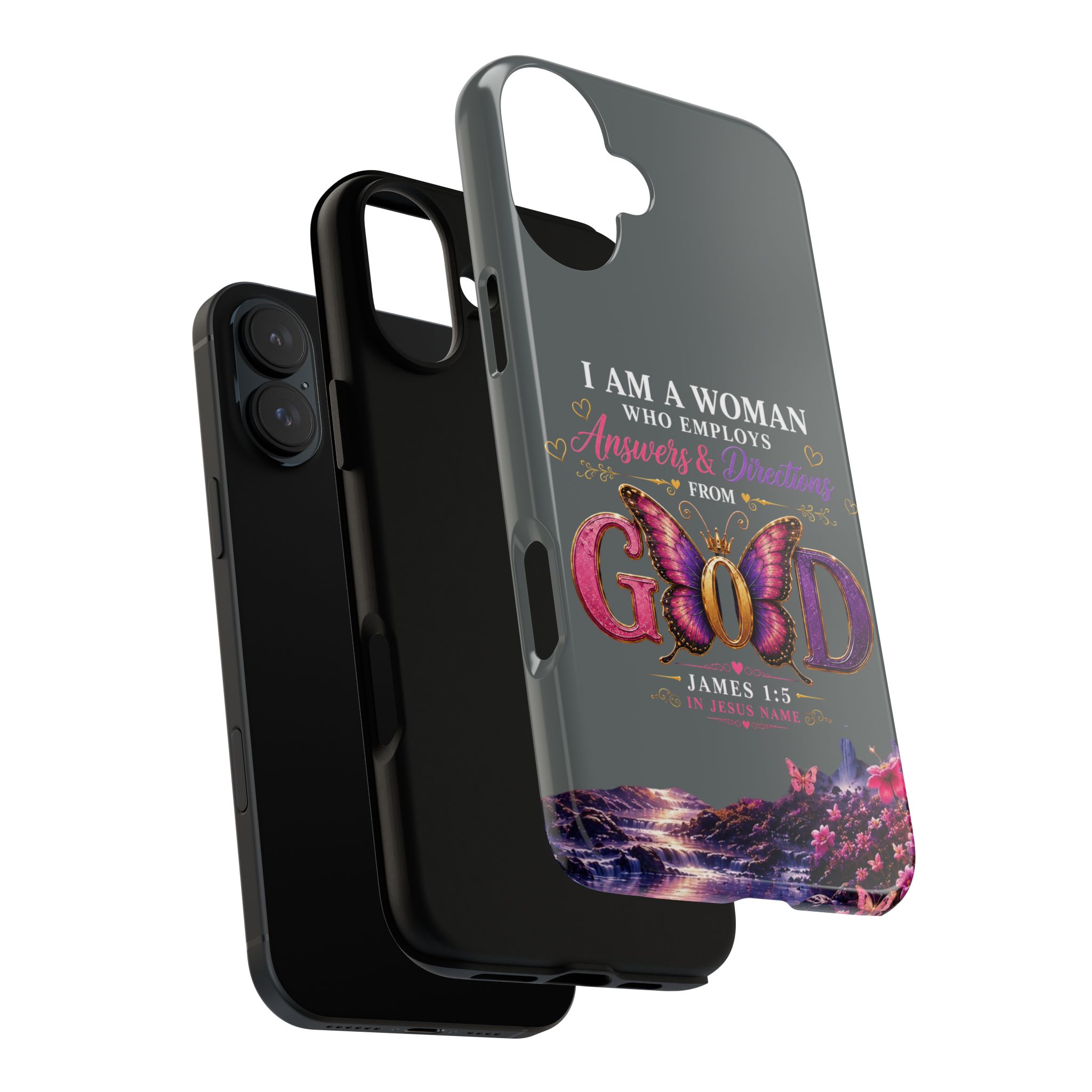 “I Am a Woman Who Employs Answers & Wisdom from God” Butterfly Design phone case - Image 117