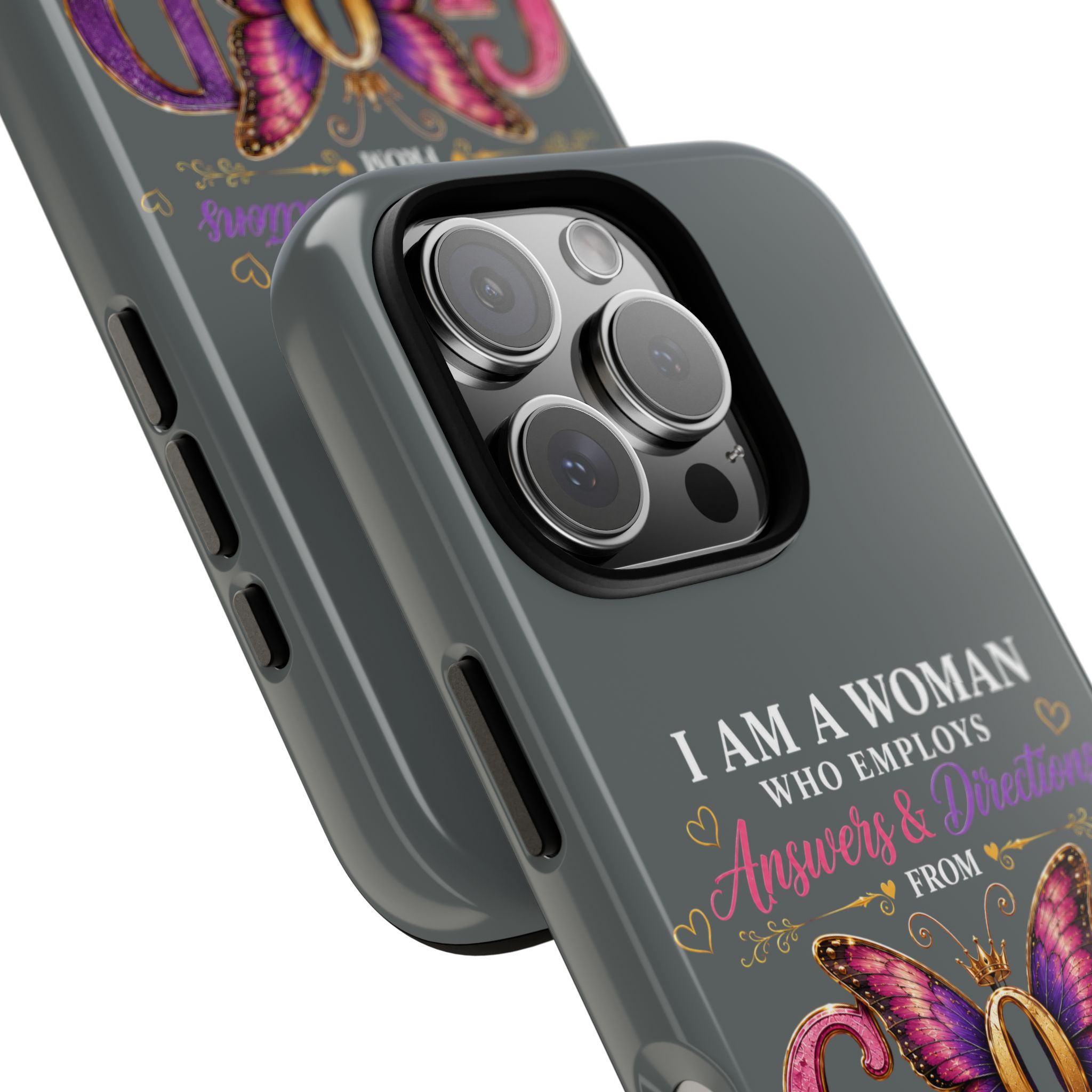 “I Am a Woman Who Employs Answers & Wisdom from God” Butterfly Design phone case - Image 120