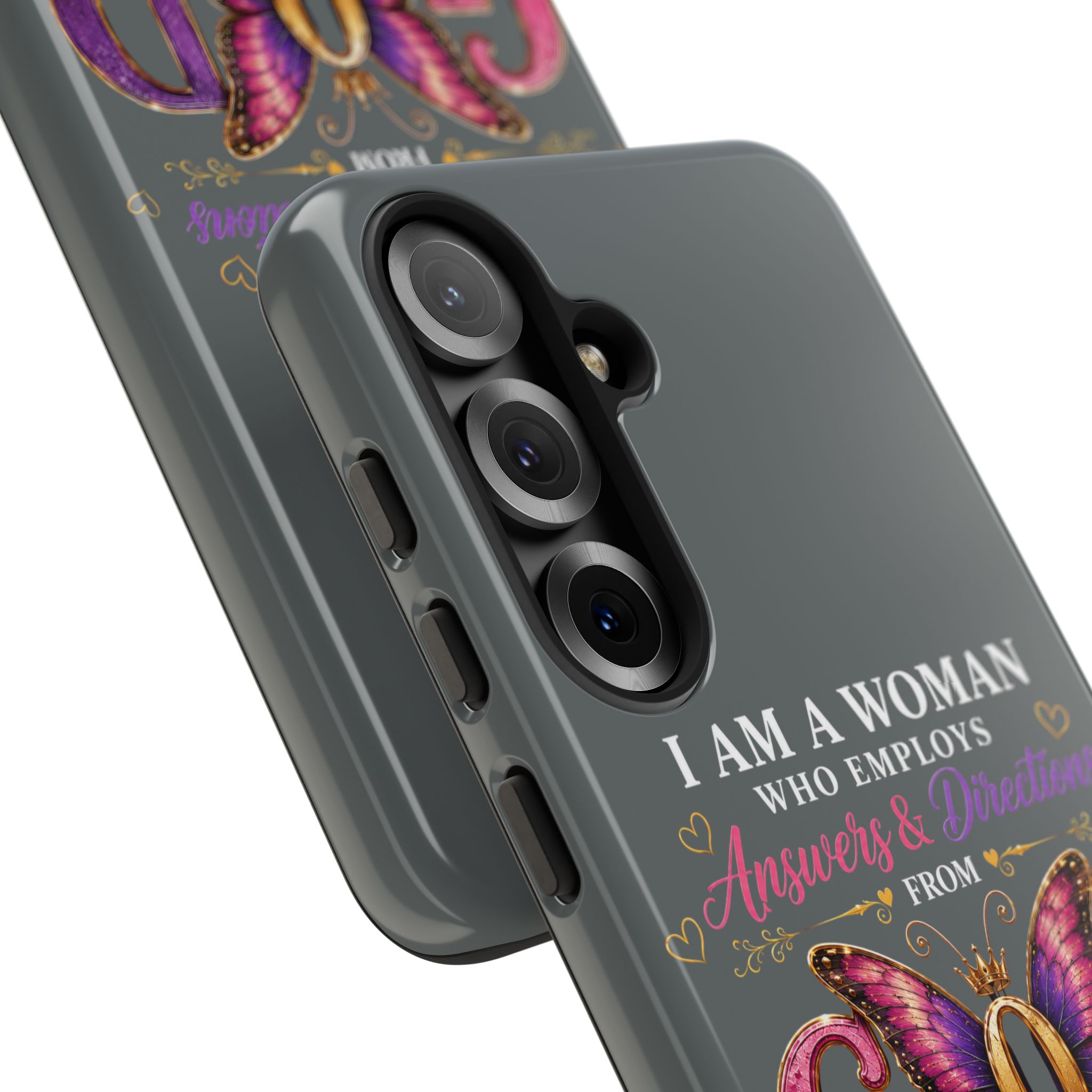 “I Am a Woman Who Employs Answers & Wisdom from God” Butterfly Design phone case - Image 137