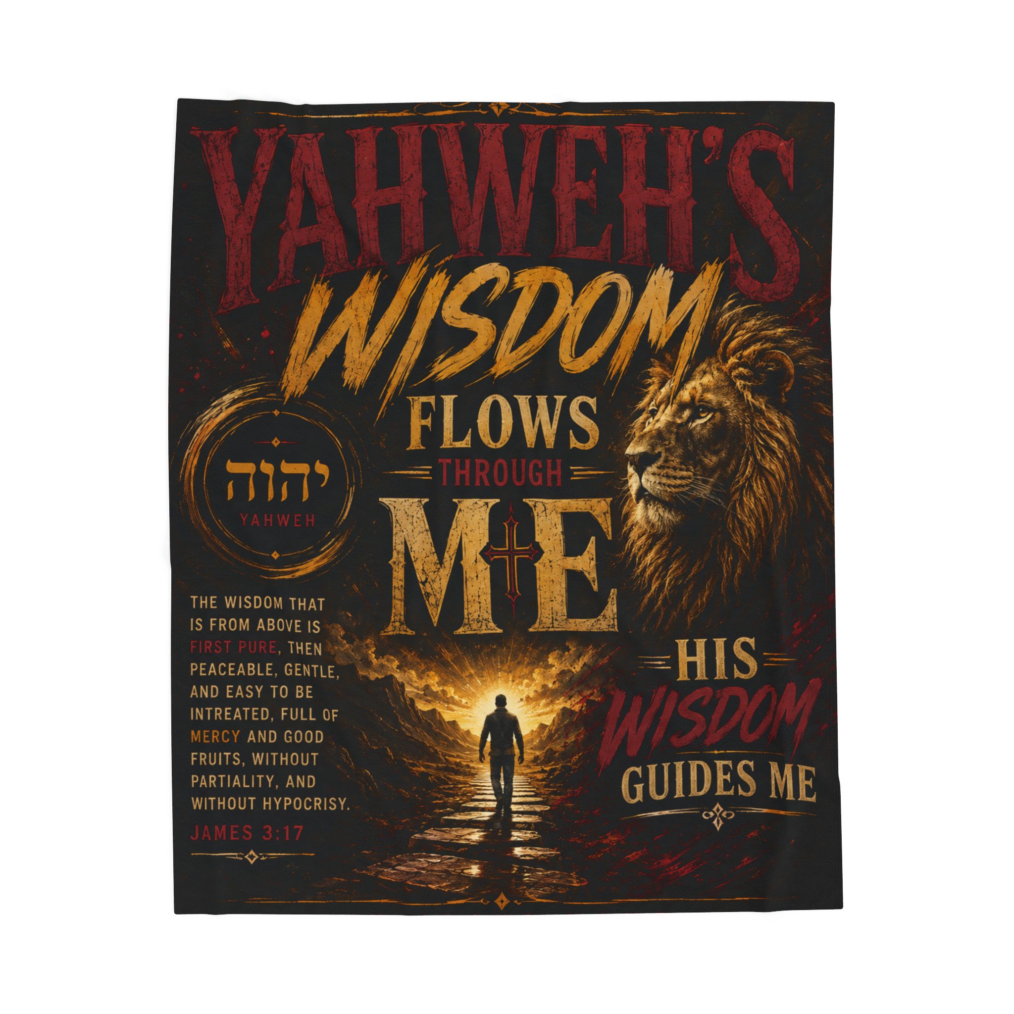 Yahweh's Wisdom Plush Blanket — Inspirational Christian Lion Throw