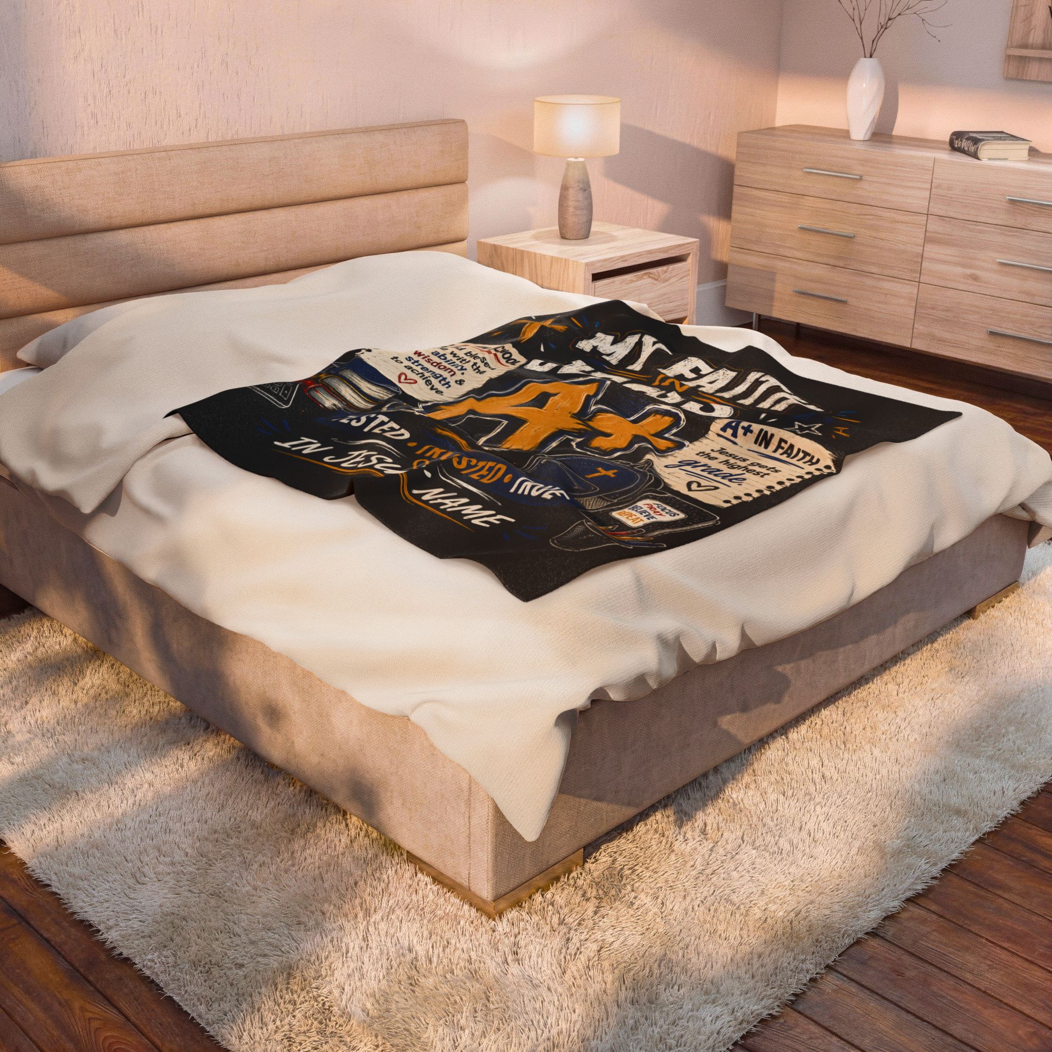Faith in Jesus A+ Plush Blanket — Christian Inspirational Throw for Students & Gifts - Image 4