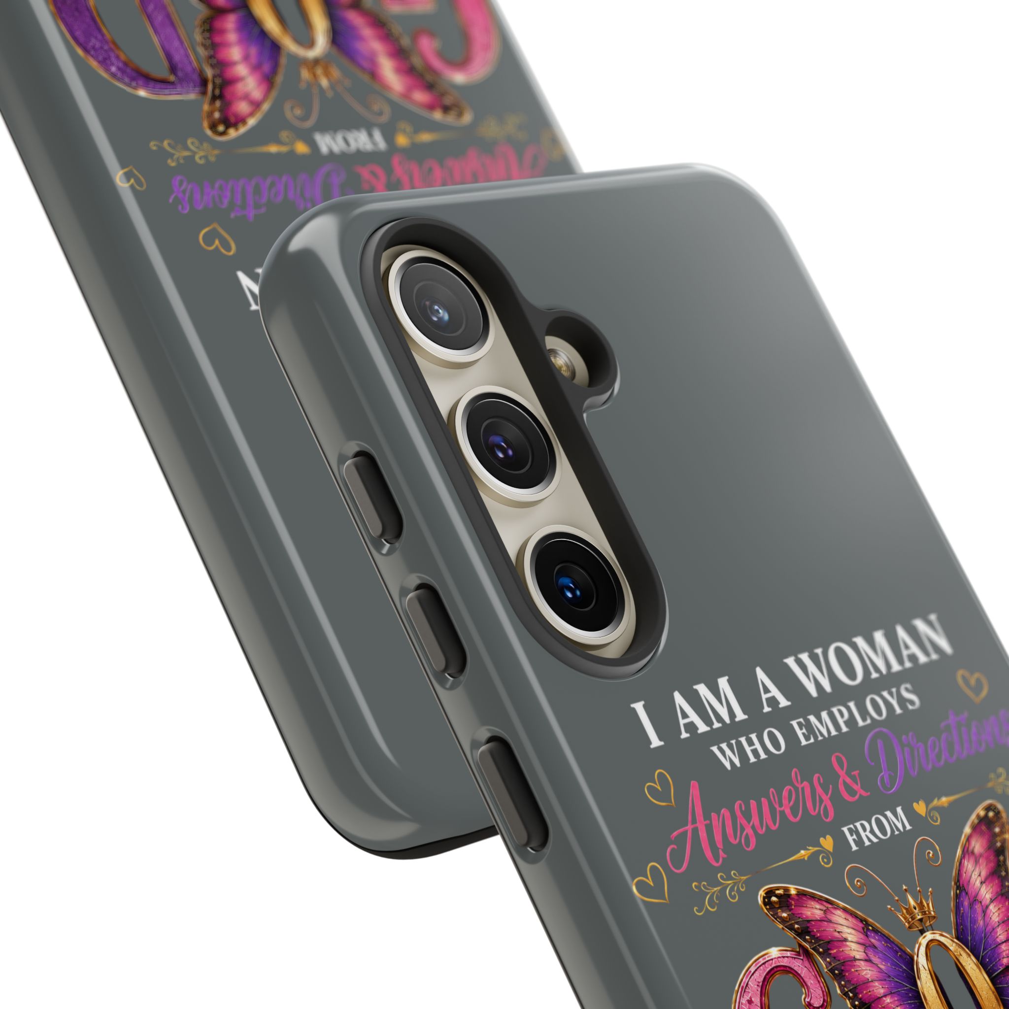 “I Am a Woman Who Employs Answers & Wisdom from God” Butterfly Design phone case - Image 96