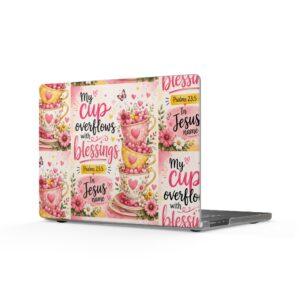 MacBook Case — "My Cup Overflows with Blessings" Christian Floral Matte Laptop Cover