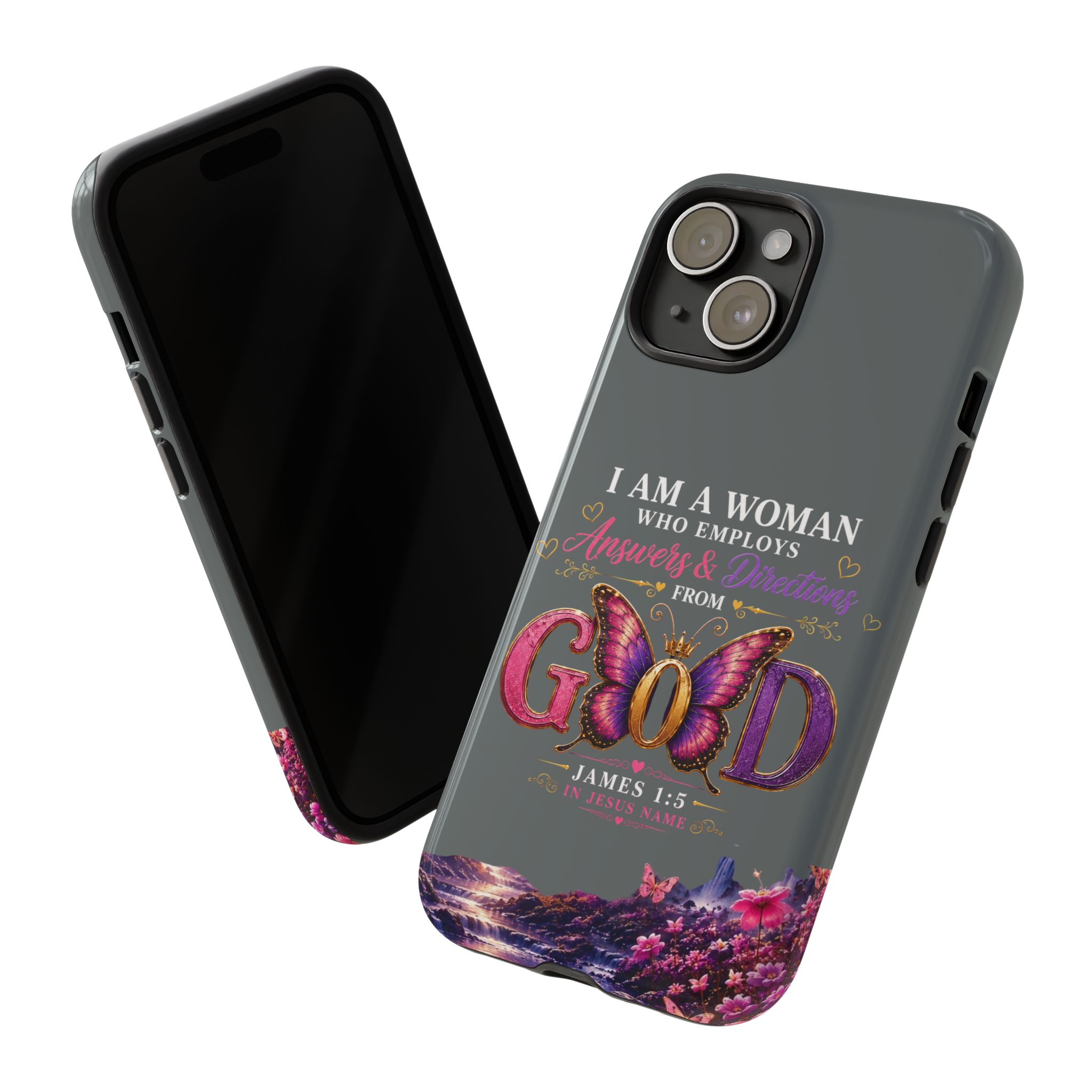 “I Am a Woman Who Employs Answers & Wisdom from God” Butterfly Design phone case - Image 84