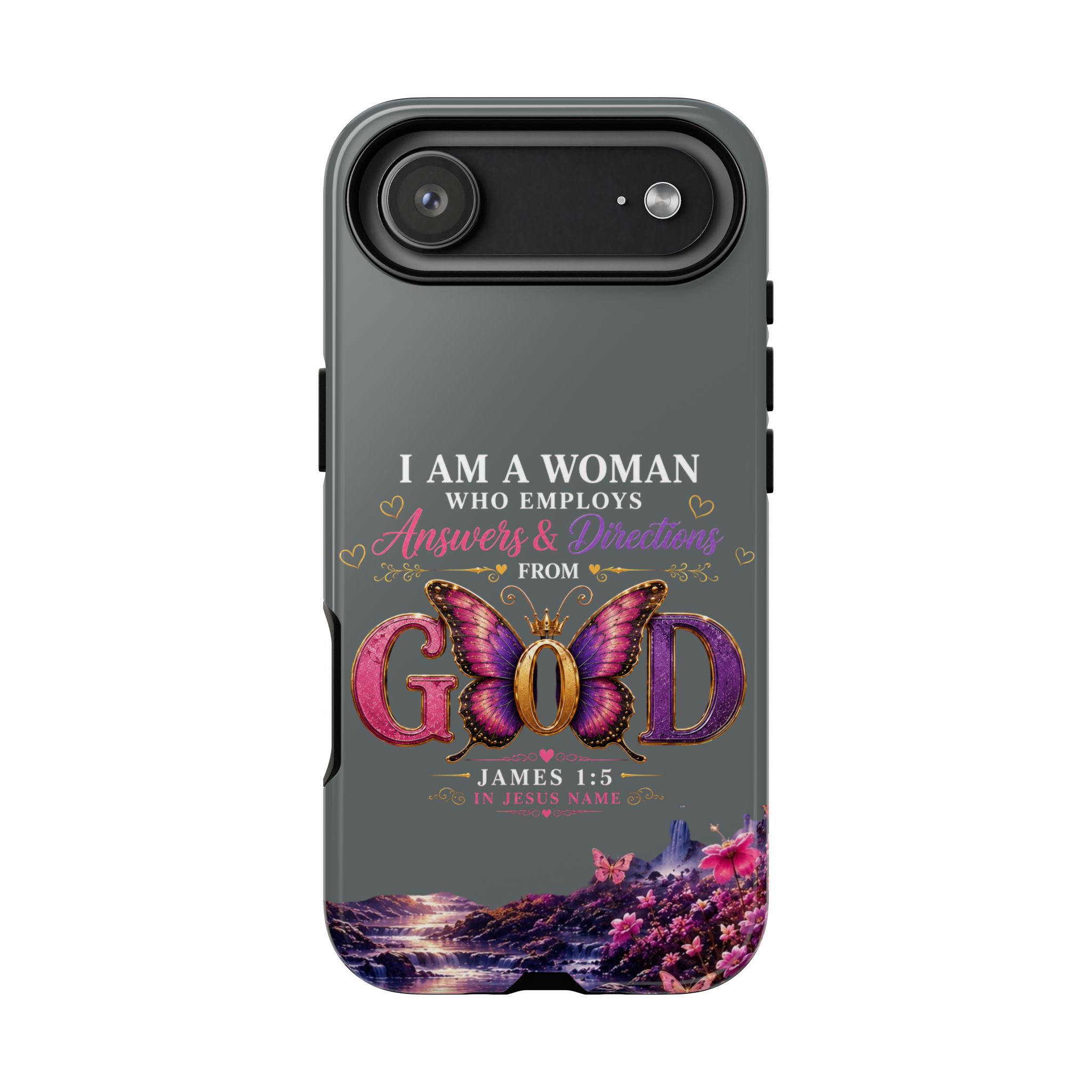 “I Am a Woman Who Employs Answers & Wisdom from God” Butterfly Design phone case - Image 149