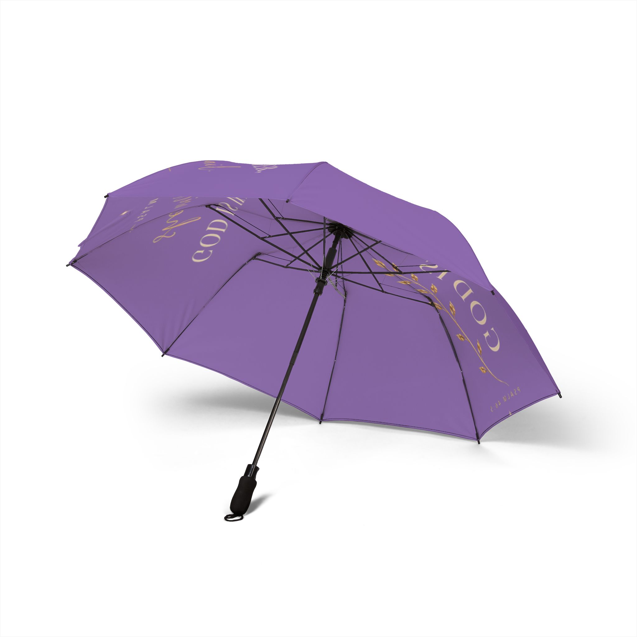 Umbrella — Purple Foldable Semi-Automatic 'God Is Within Her' Inspirational Umbrella - Image 2