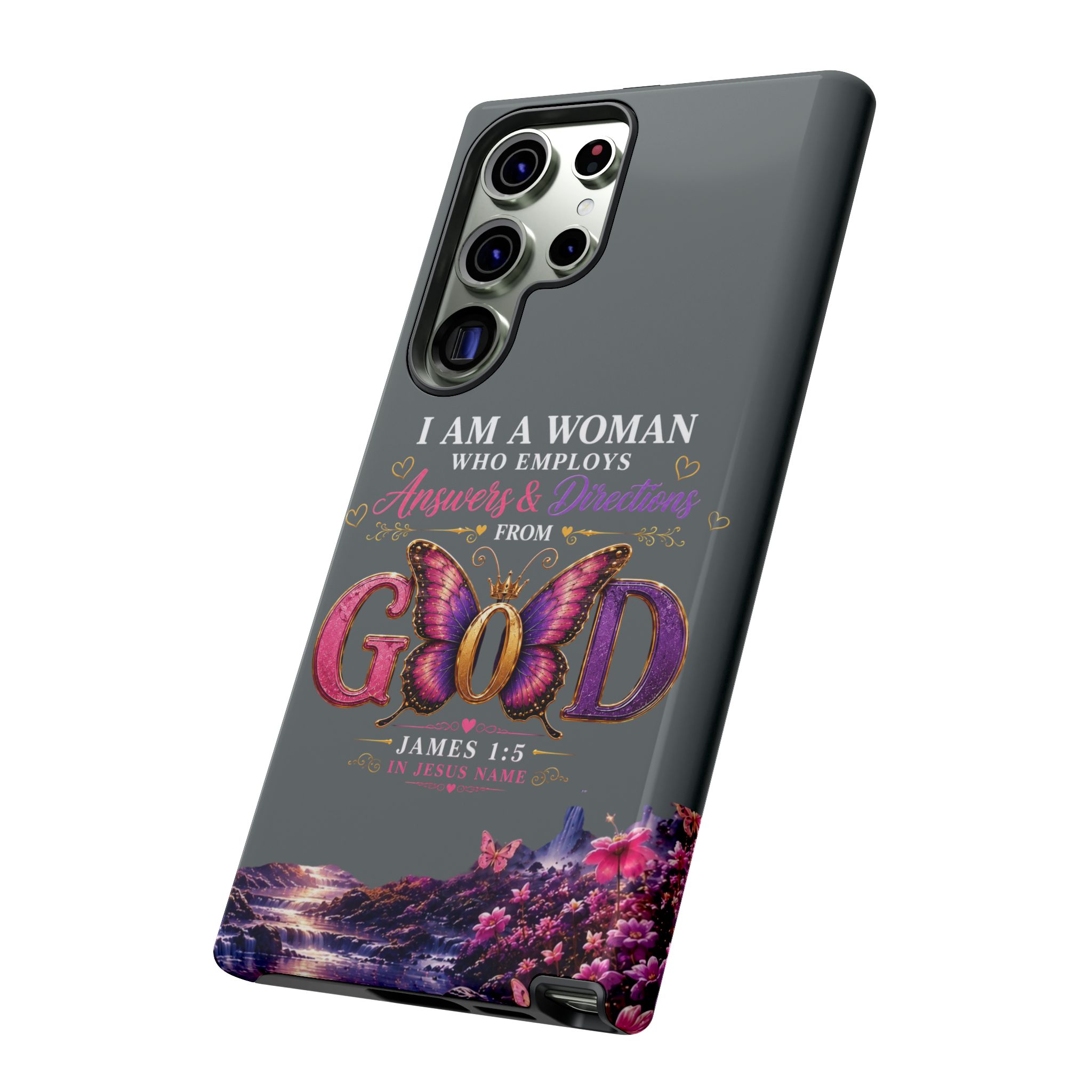 “I Am a Woman Who Employs Answers & Wisdom from God” Butterfly Design phone case - Image 72