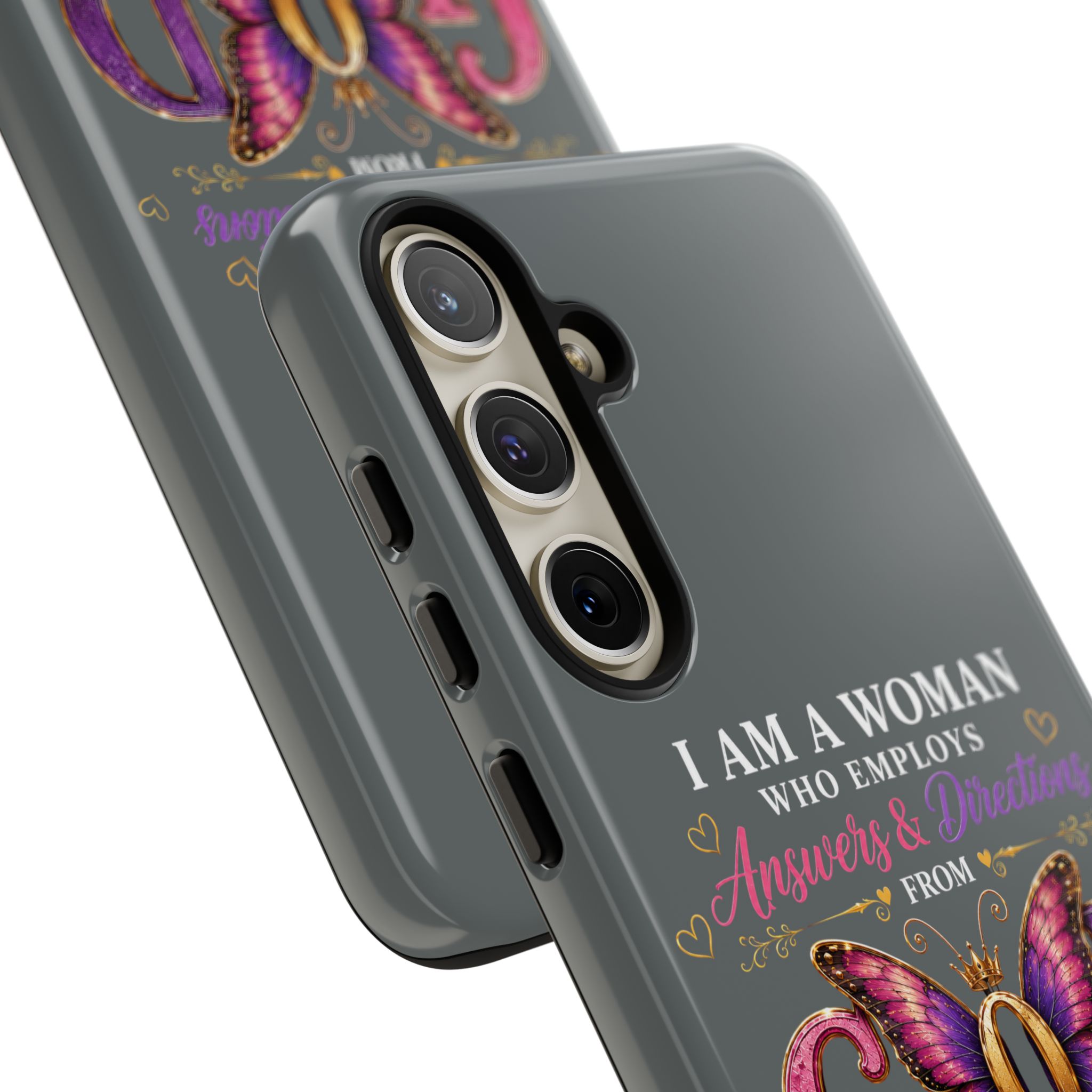 “I Am a Woman Who Employs Answers & Wisdom from God” Butterfly Design phone case - Image 100