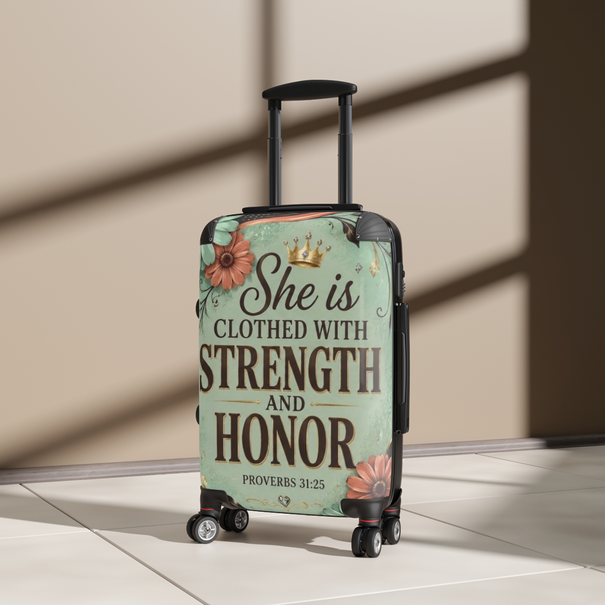 She Is Clothed With Strength and Honor Carry-On Suitcase - Image 4