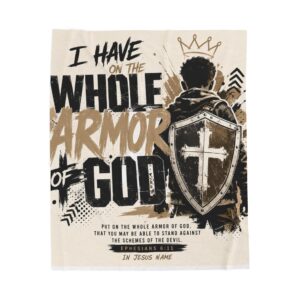 Armor of God Velveteen Plush Blanket — Christian Scripture Shield Throw