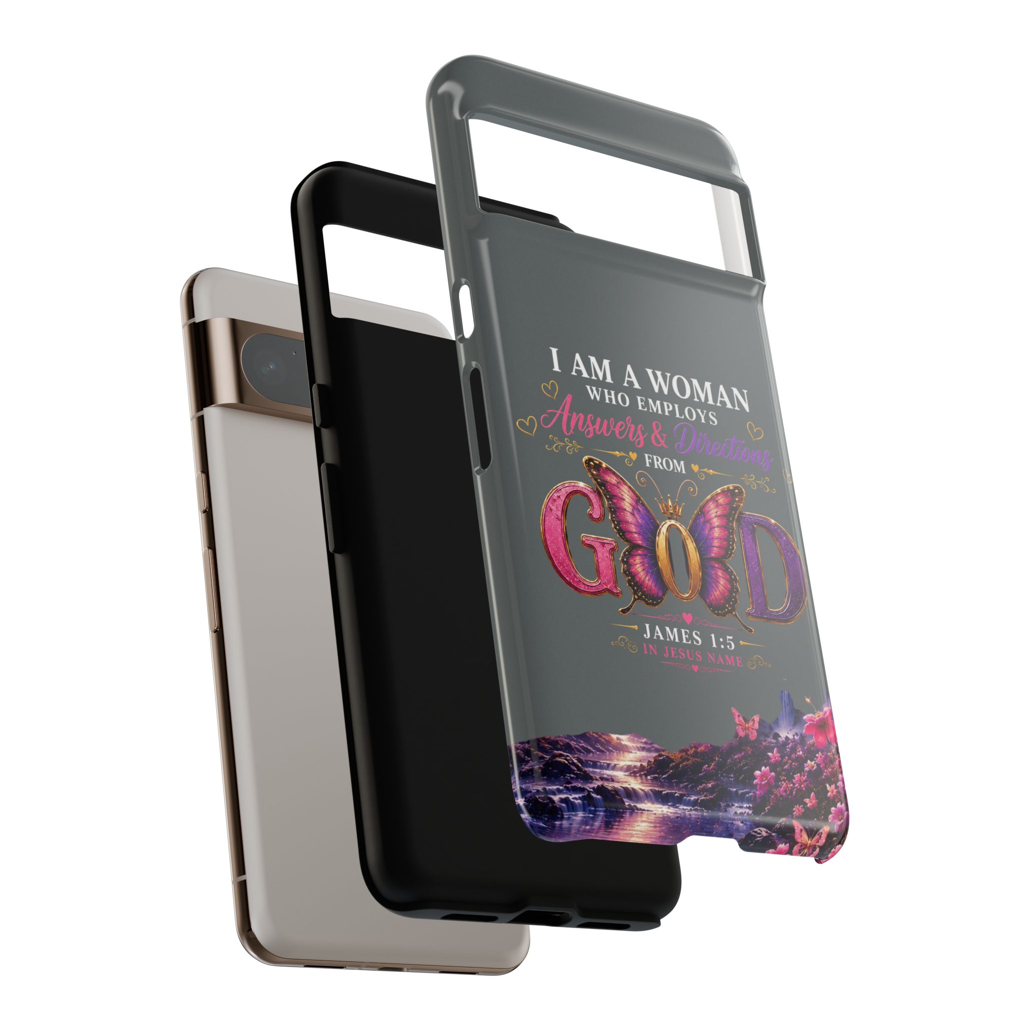 “I Am a Woman Who Employs Answers & Wisdom from God” Butterfly Design phone case - Image 110