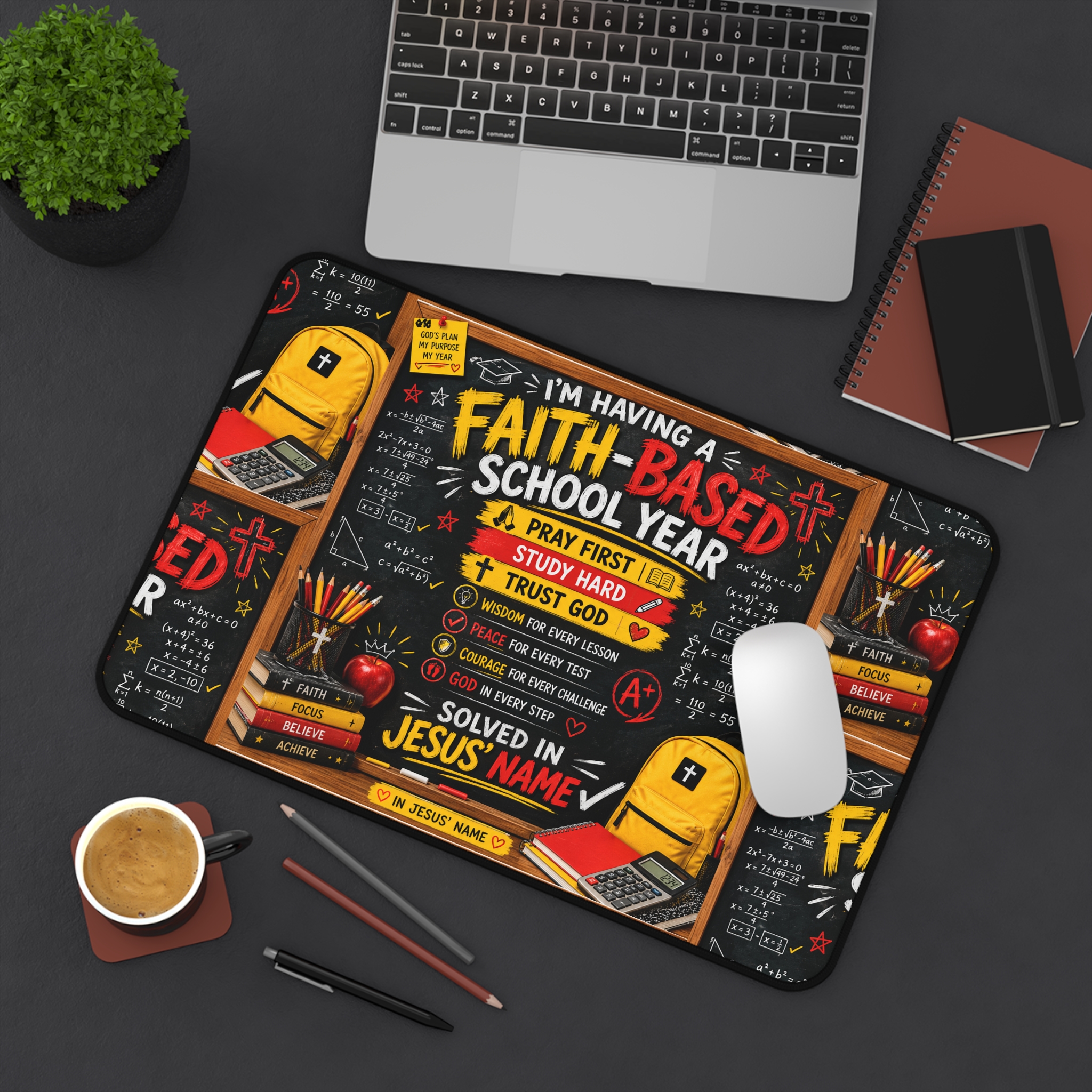 Faith-Based School Year Desk Mat — Christian Student Desk Pad with Inspirational Prayer & Study Design - Image 4