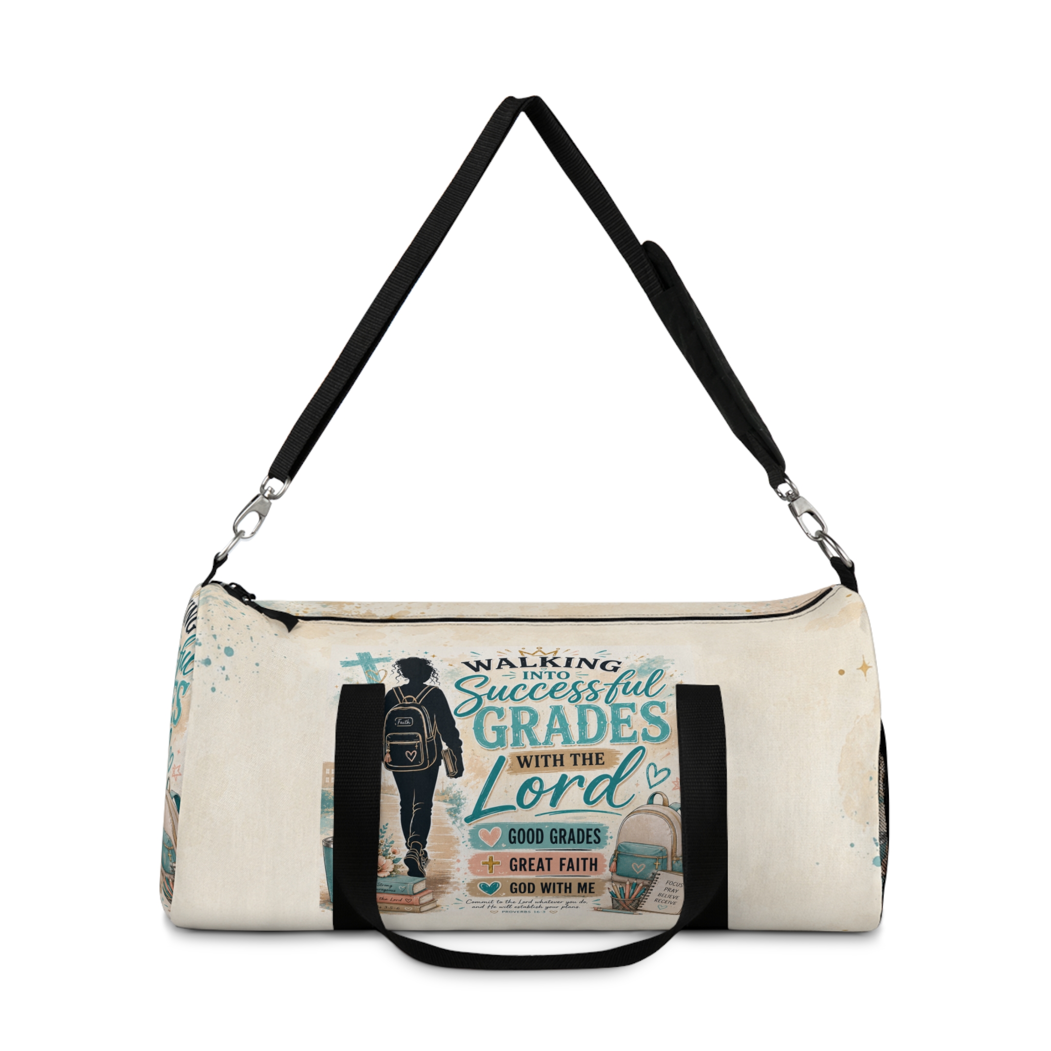 Inspirational Christian Duffel Bag — "Walking Into Successful Grades with the Lord" - Image 2
