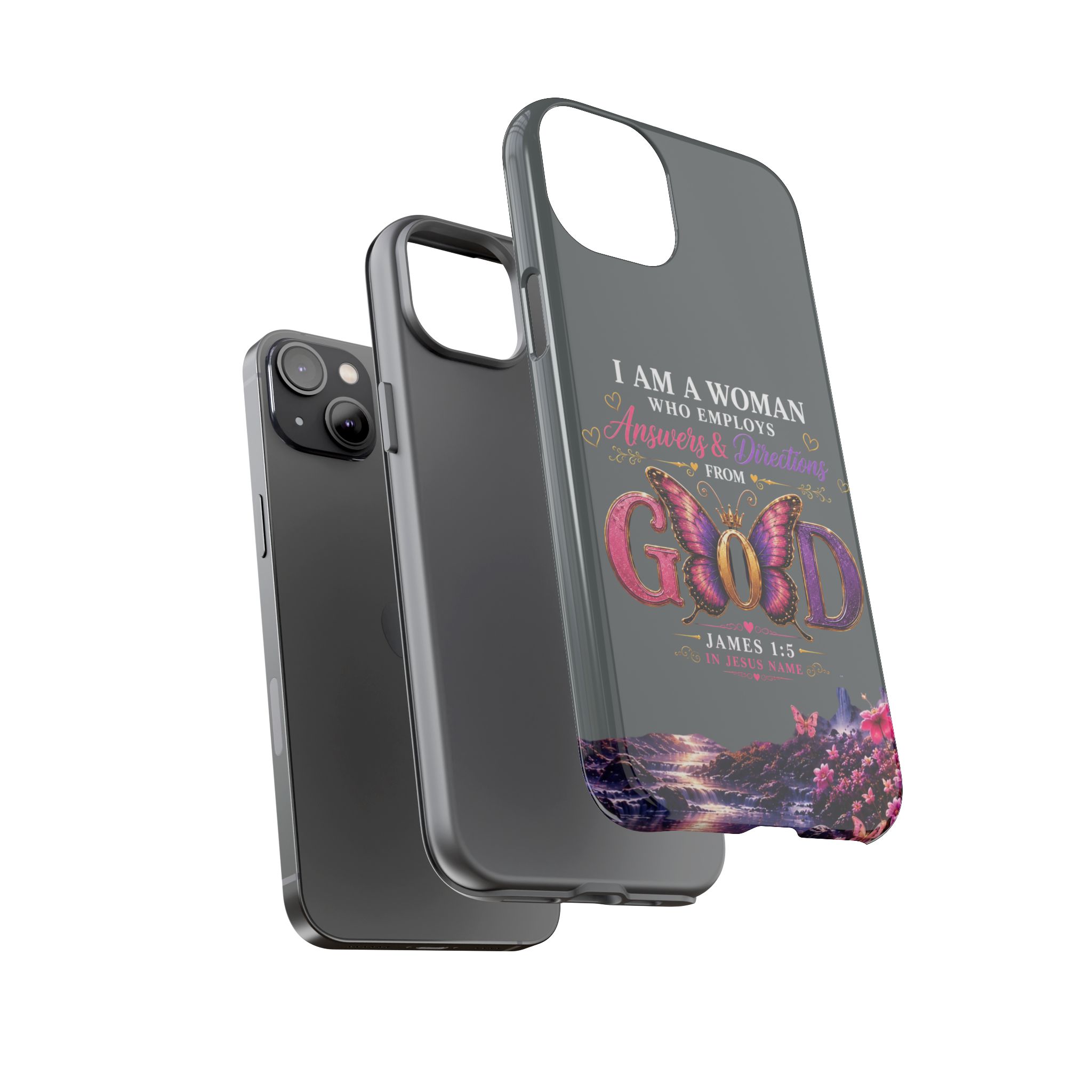 “I Am a Woman Who Employs Answers & Wisdom from God” Butterfly Design phone case - Image 57