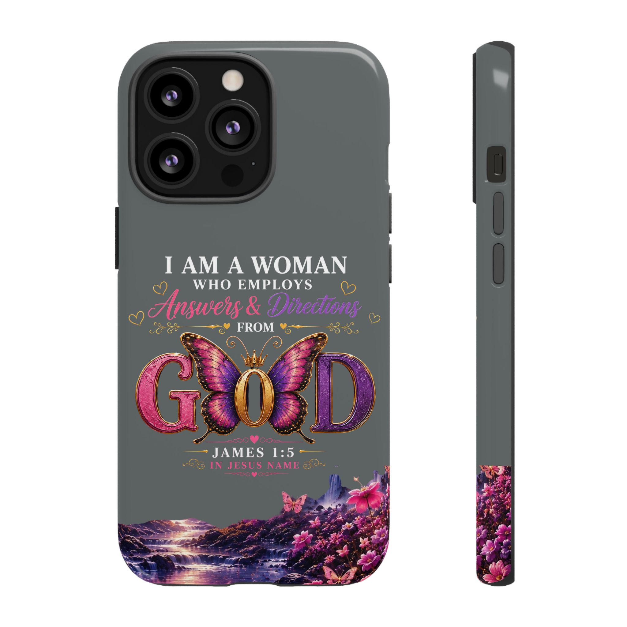 “I Am a Woman Who Employs Answers & Wisdom from God” Butterfly Design phone case - Image 25