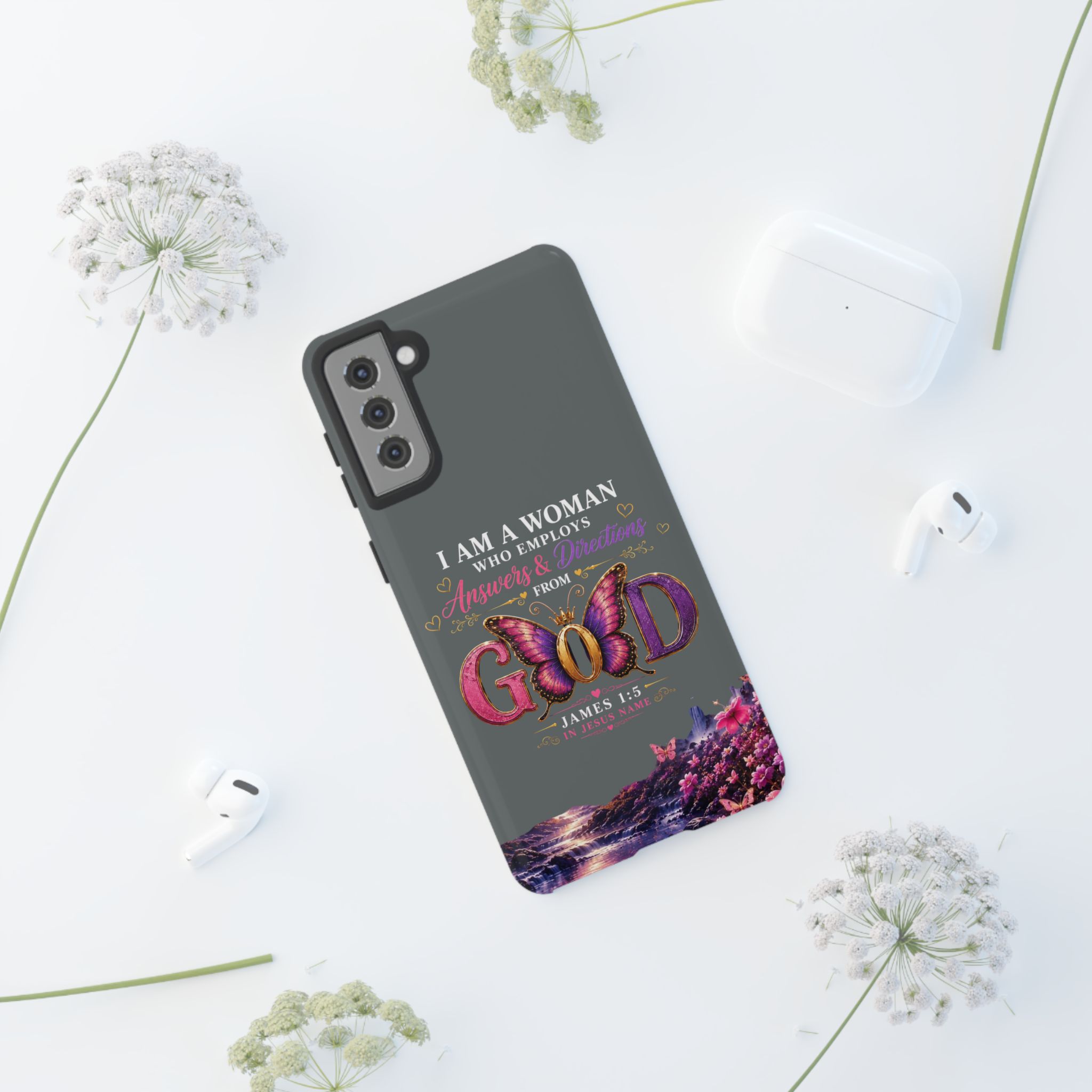“I Am a Woman Who Employs Answers & Wisdom from God” Butterfly Design phone case - Image 32