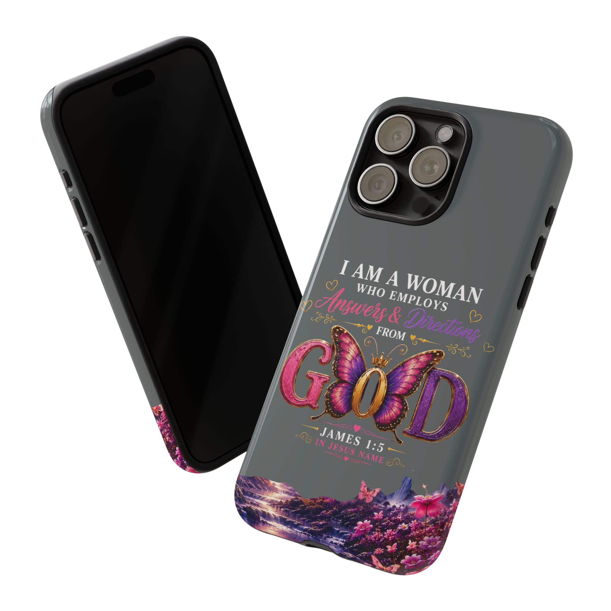 “I Am a Woman Who Employs Answers & Wisdom from God” Butterfly Design phone case - Image 93