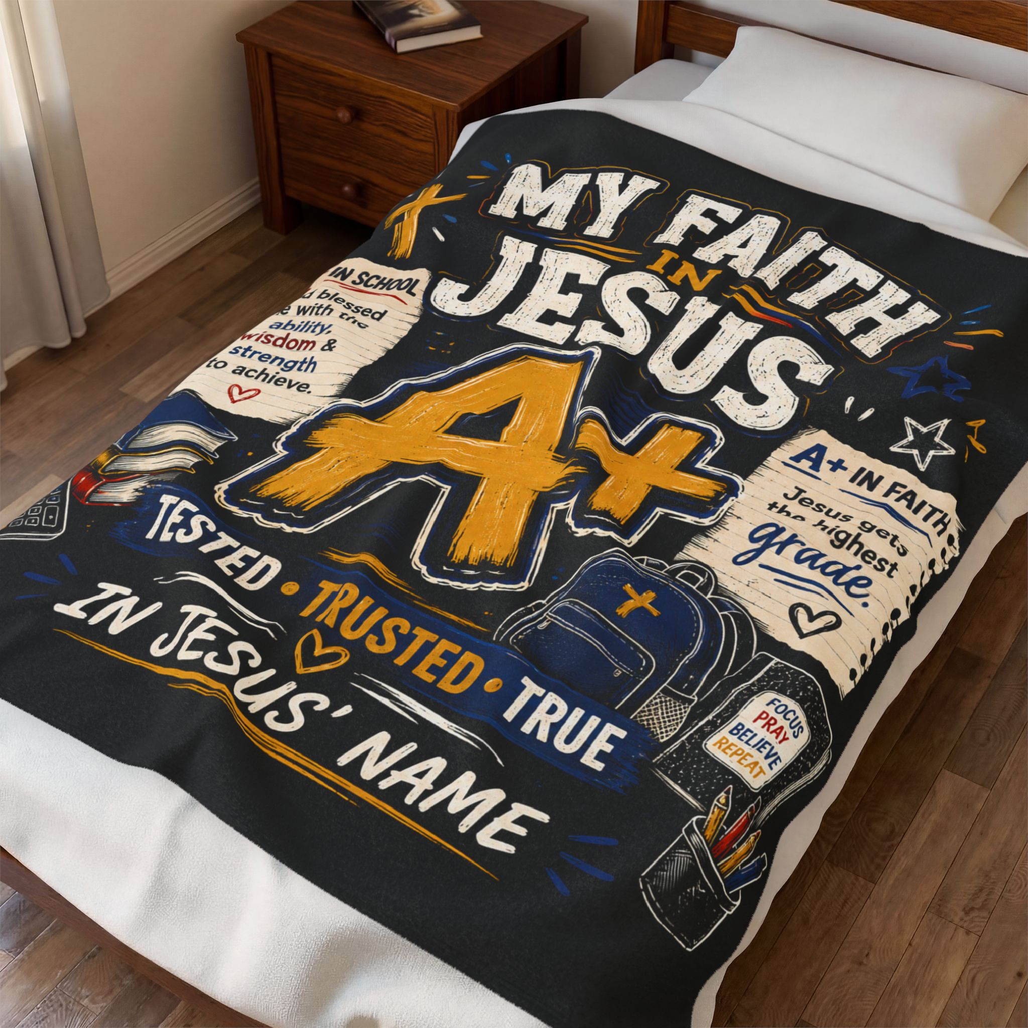 Faith in Jesus A+ Plush Blanket — Christian Inspirational Throw for Students & Gifts - Image 3