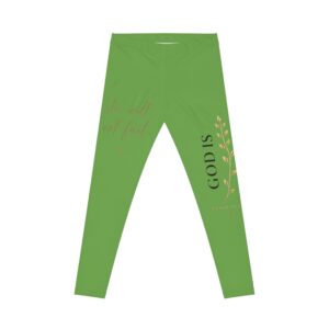 God Is Women's Leggings – Inspirational Faith-Based Green Yoga Leggings