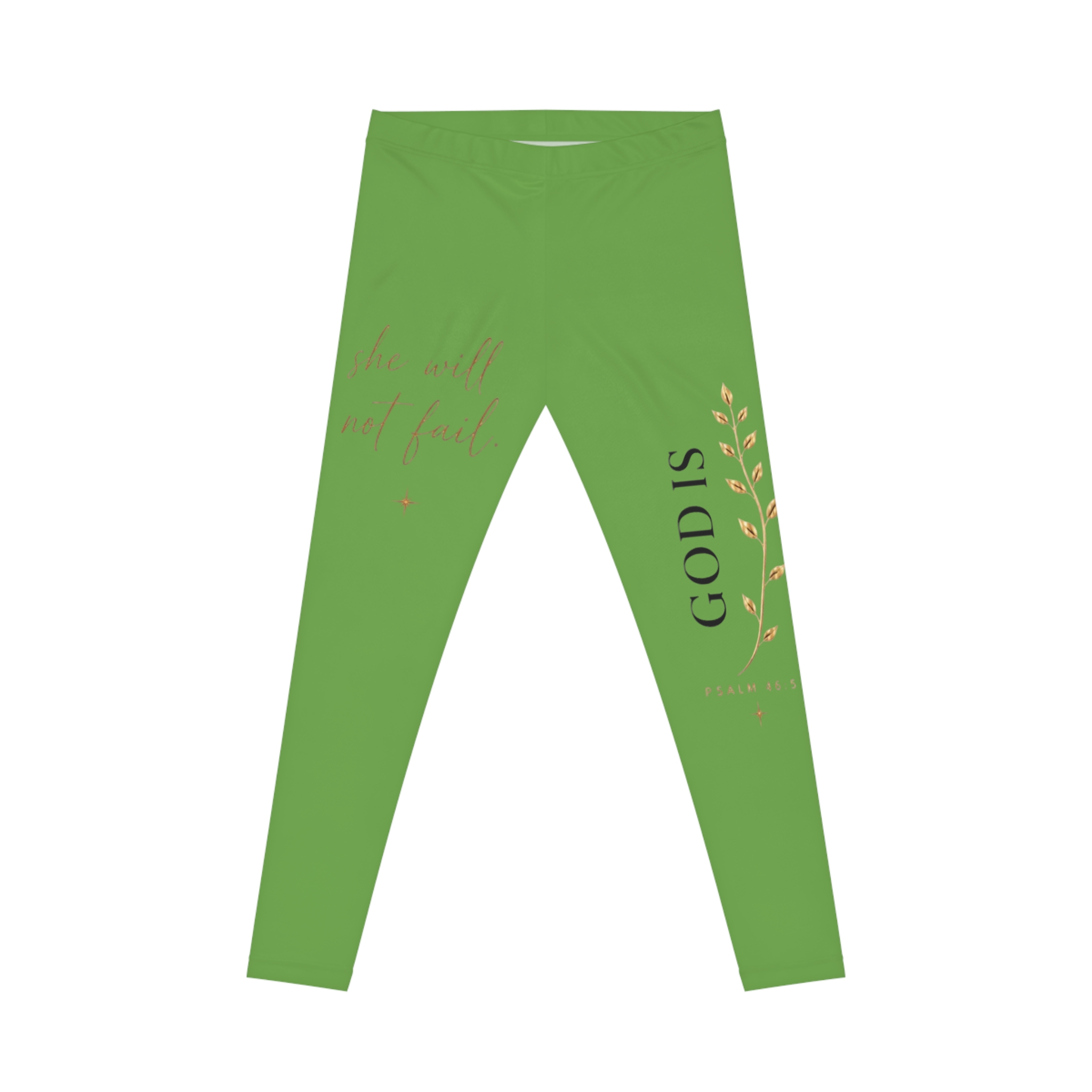 God Is Women's Leggings – Inspirational Faith-Based Green Yoga Leggings