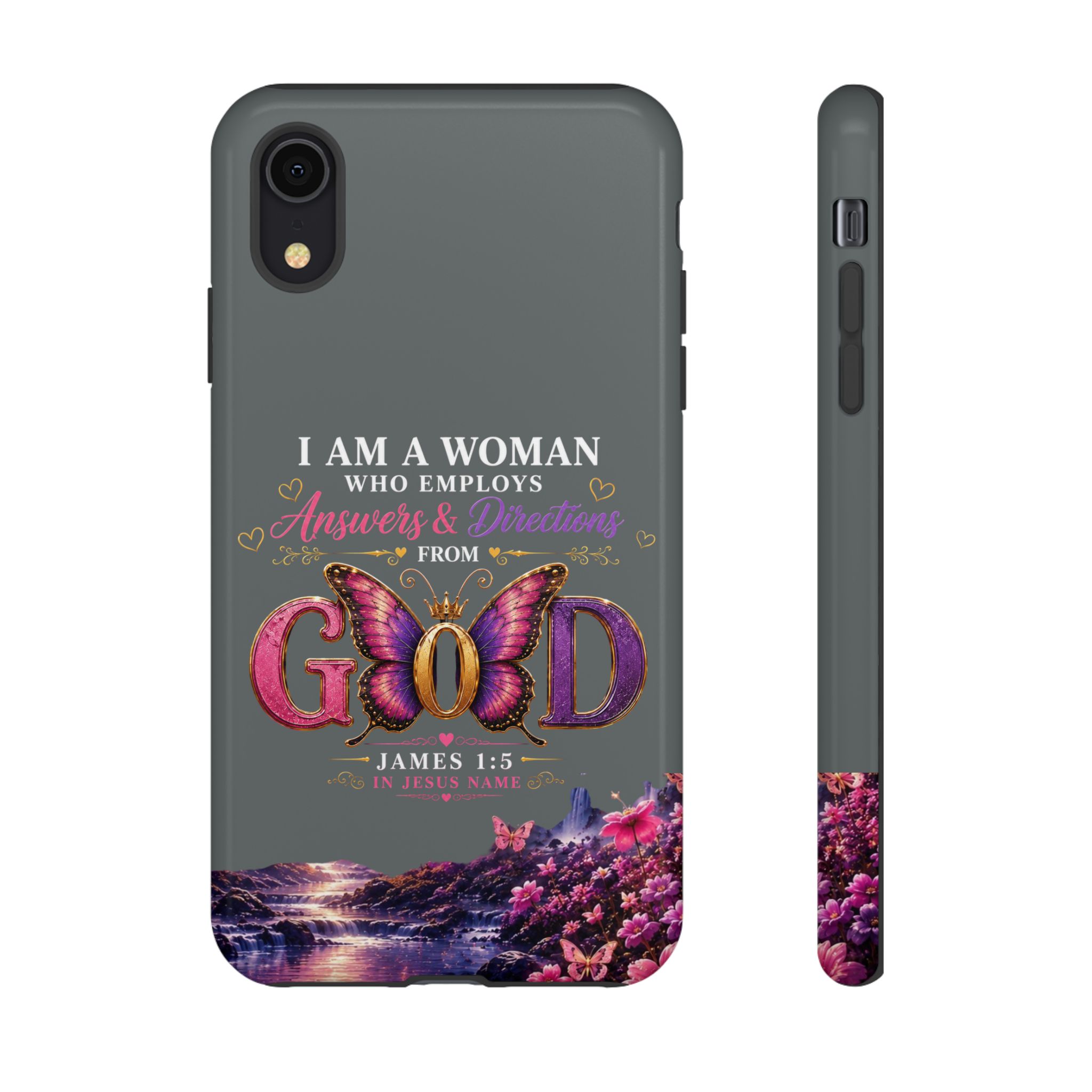 “I Am a Woman Who Employs Answers & Wisdom from God” Butterfly Design phone case - Image 8