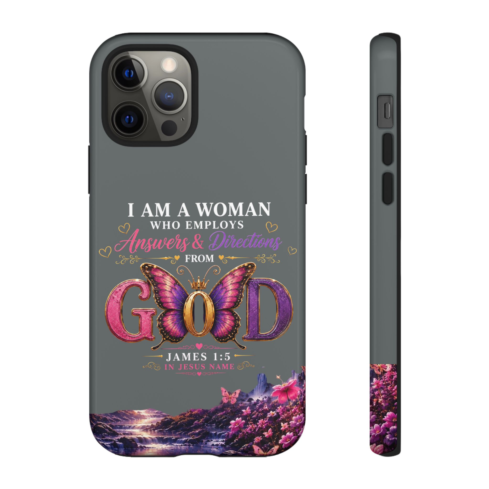 “I Am a Woman Who Employs Answers & Wisdom from God” Butterfly Design phone case - Image 19