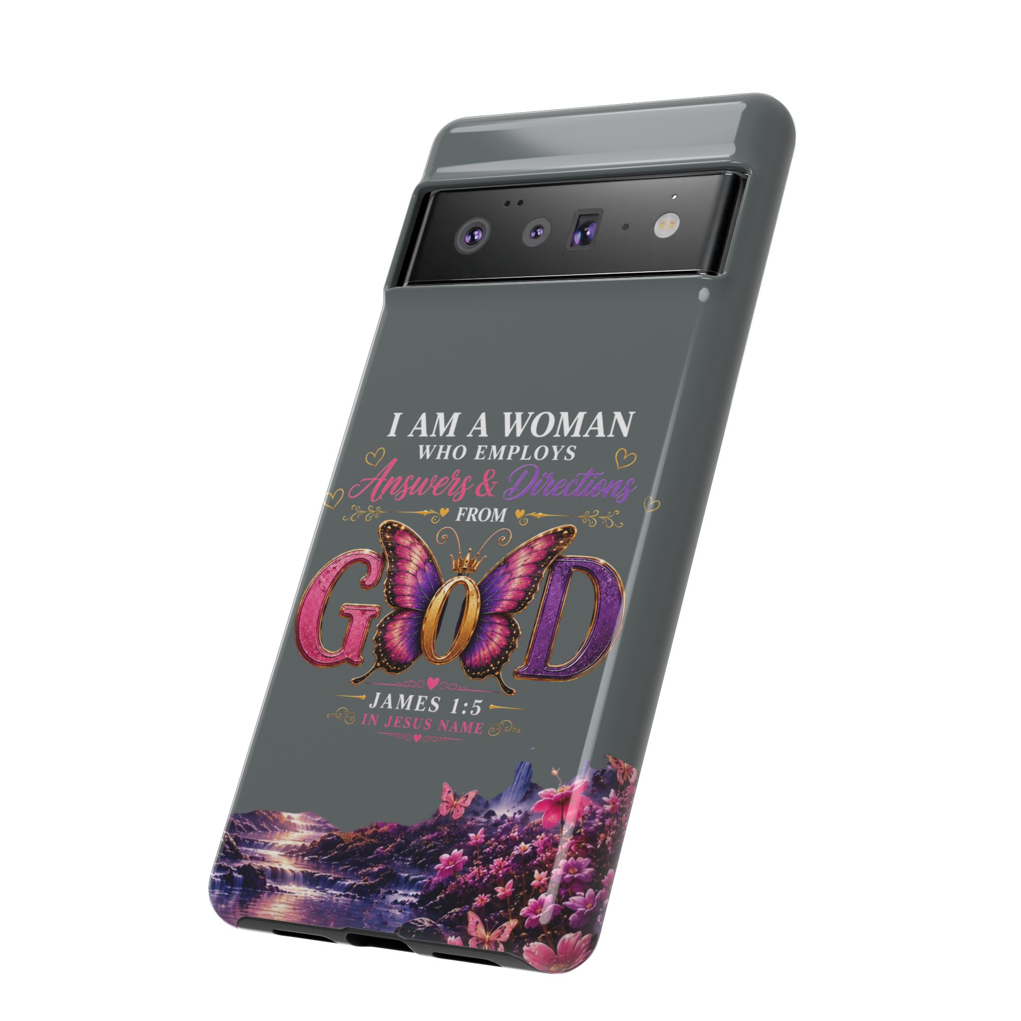 “I Am a Woman Who Employs Answers & Wisdom from God” Butterfly Design phone case - Image 80