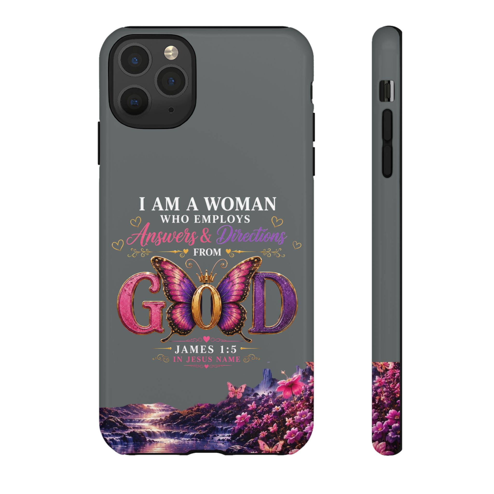“I Am a Woman Who Employs Answers & Wisdom from God” Butterfly Design phone case - Image 13