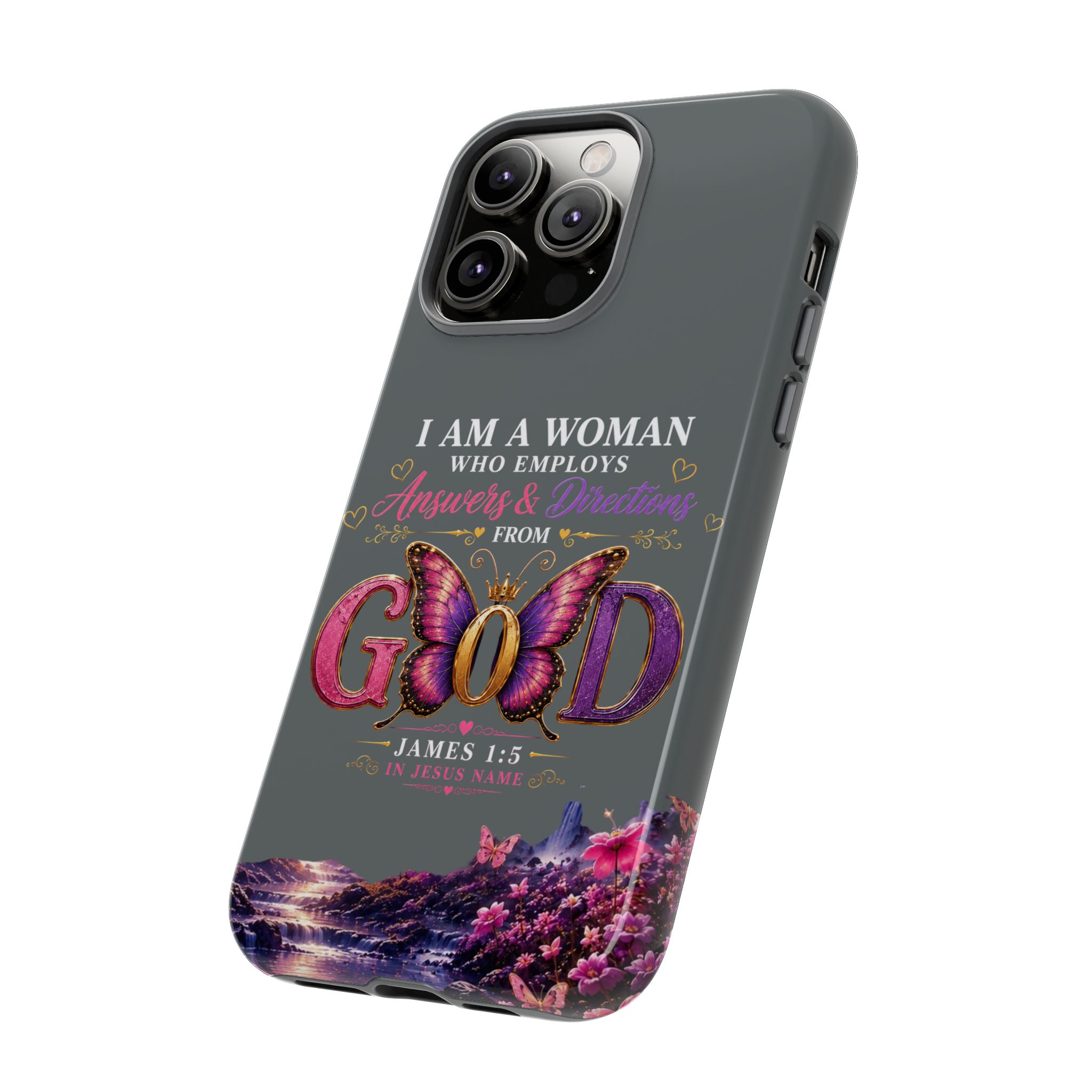 “I Am a Woman Who Employs Answers & Wisdom from God” Butterfly Design phone case - Image 60