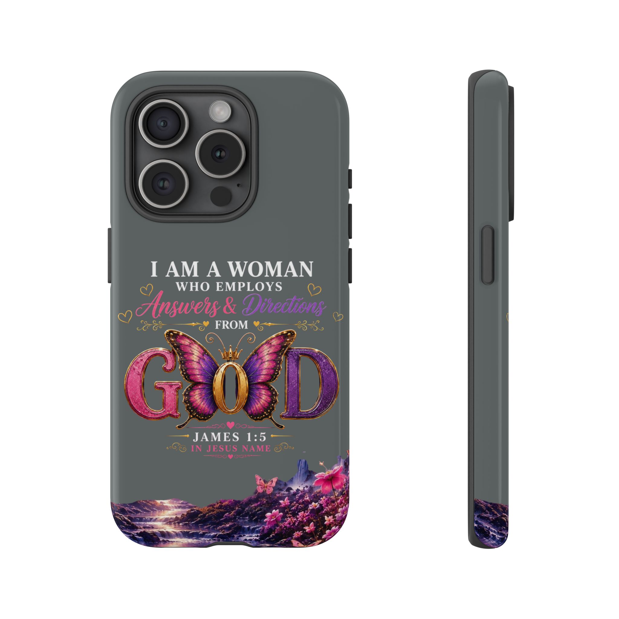 “I Am a Woman Who Employs Answers & Wisdom from God” Butterfly Design phone case - Image 89