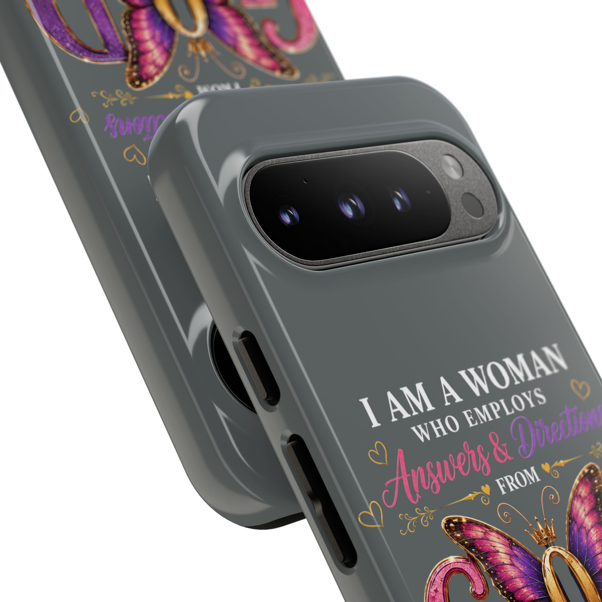 “I Am a Woman Who Employs Answers & Wisdom from God” Butterfly Design phone case - Image 131