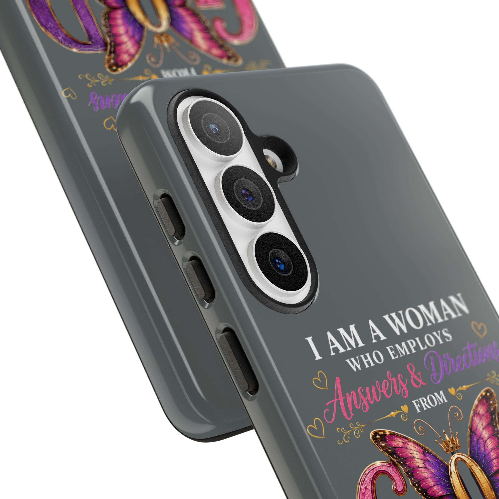“I Am a Woman Who Employs Answers & Wisdom from God” Butterfly Design phone case - Image 155