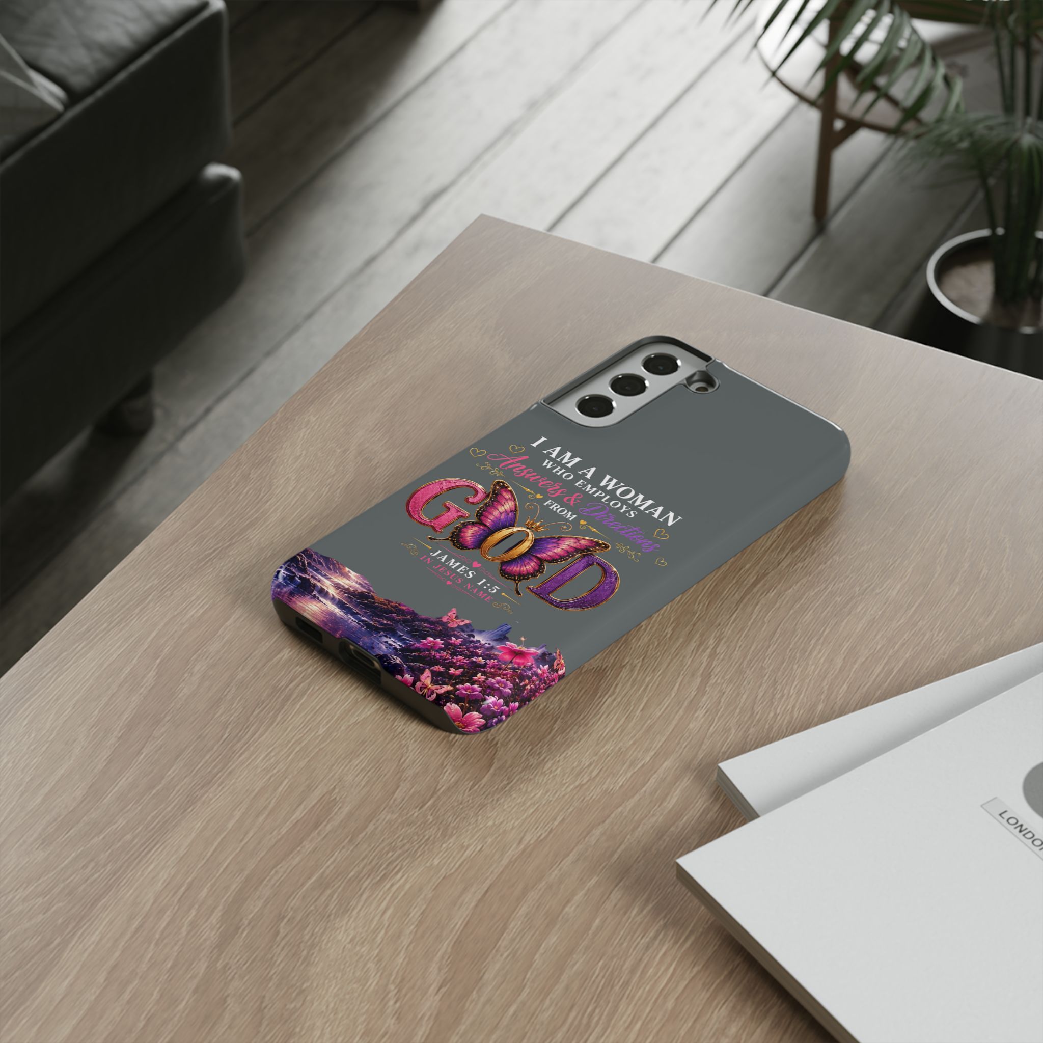 “I Am a Woman Who Employs Answers & Wisdom from God” Butterfly Design phone case - Image 44
