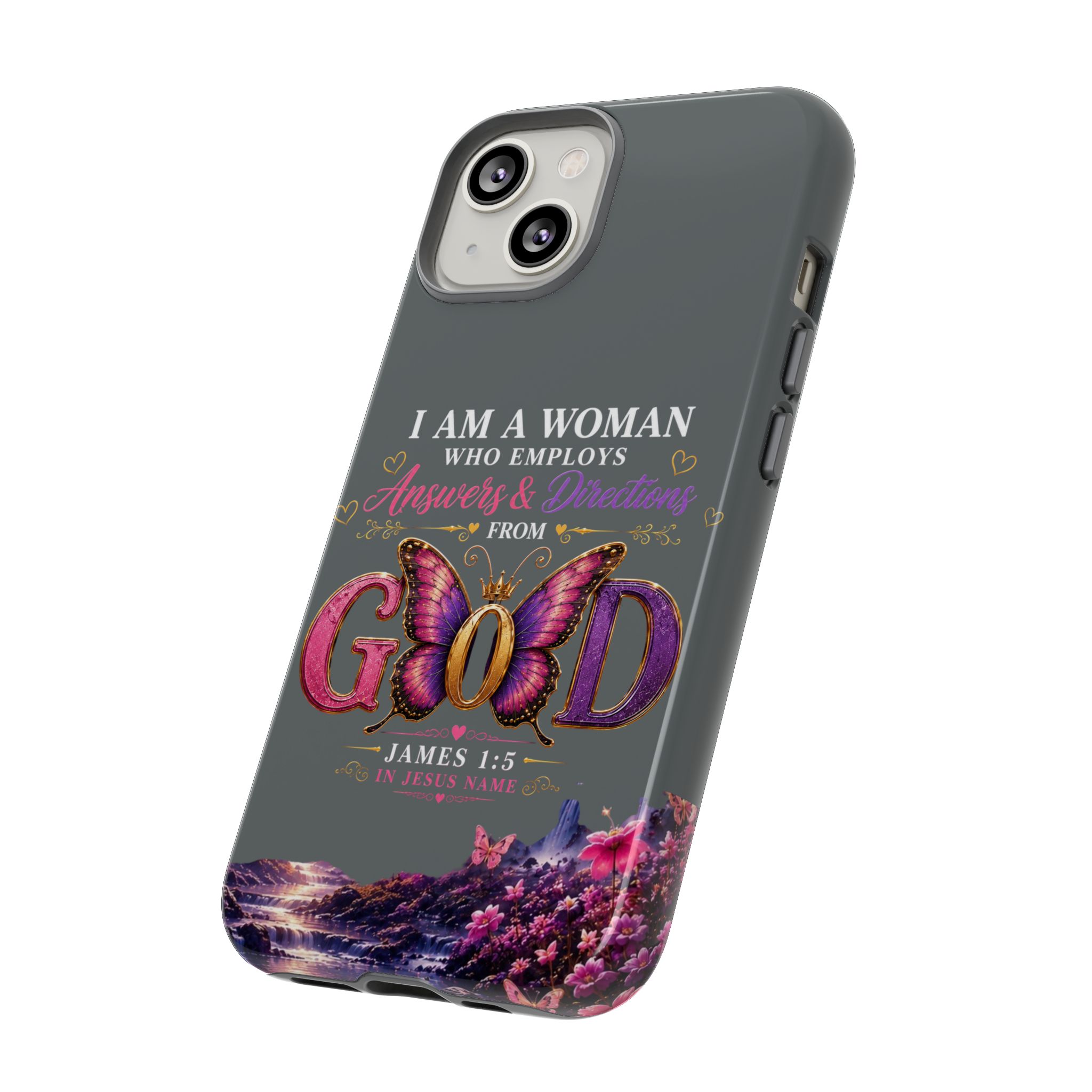 “I Am a Woman Who Employs Answers & Wisdom from God” Butterfly Design phone case - Image 48