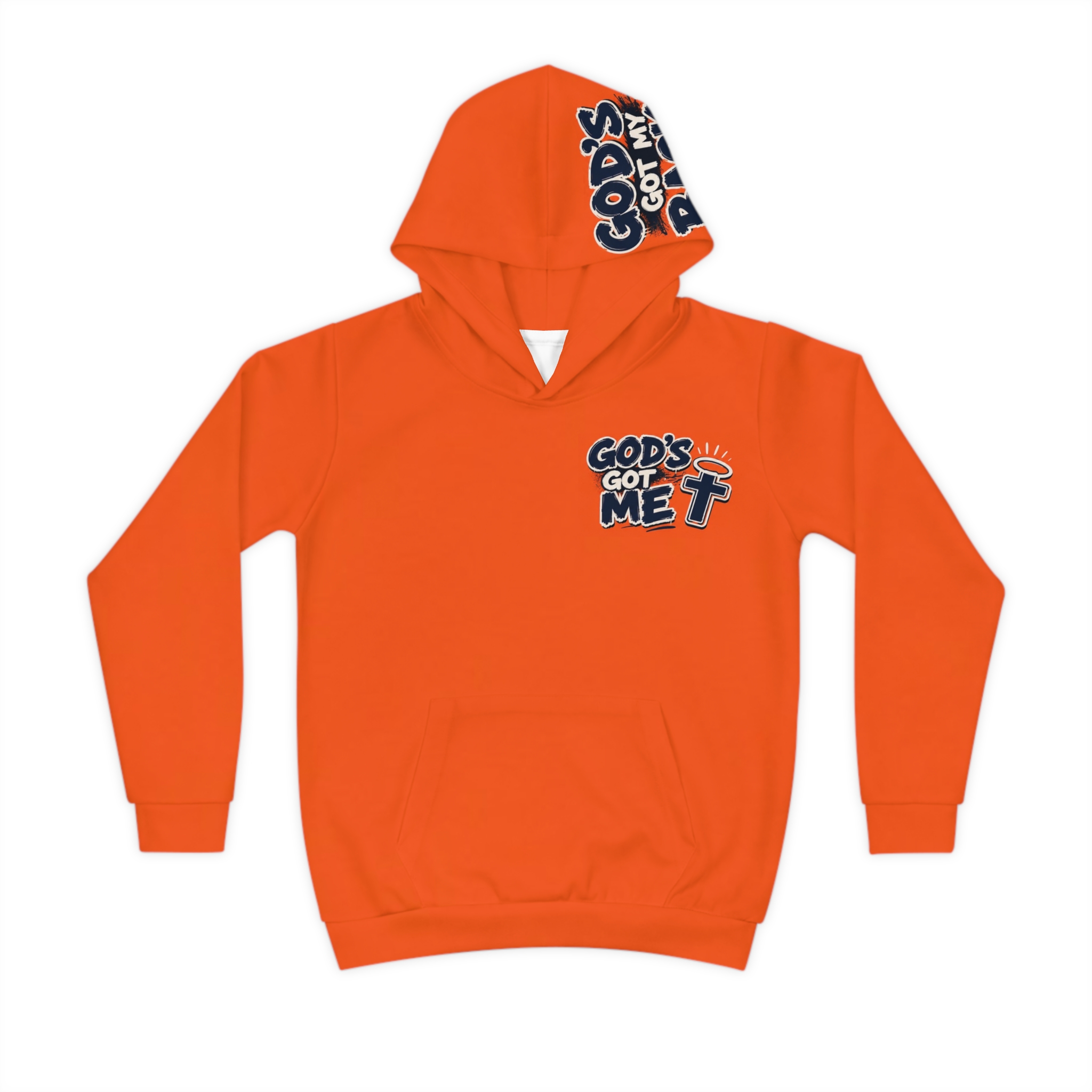 Children's Hoodie - "God's Got Me" Christian Kids Pullover with Psalm 118:6 Back Design